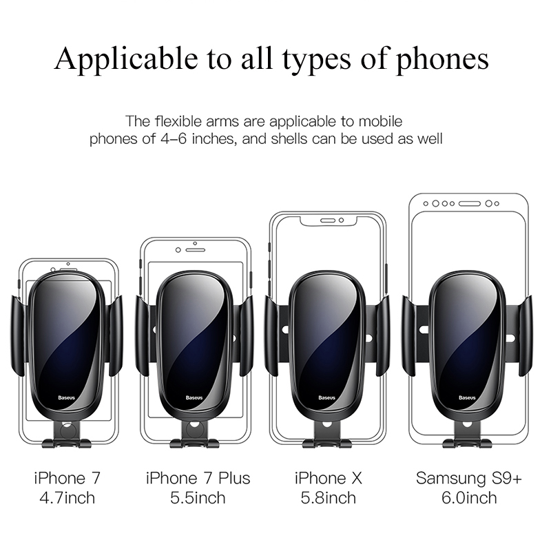 Baseus Car Phone Holder for iPhone Samsung Mobile Phone Holder Stand Metal Gravity Air Vent Mount GPS Cell Phone Holder in Car