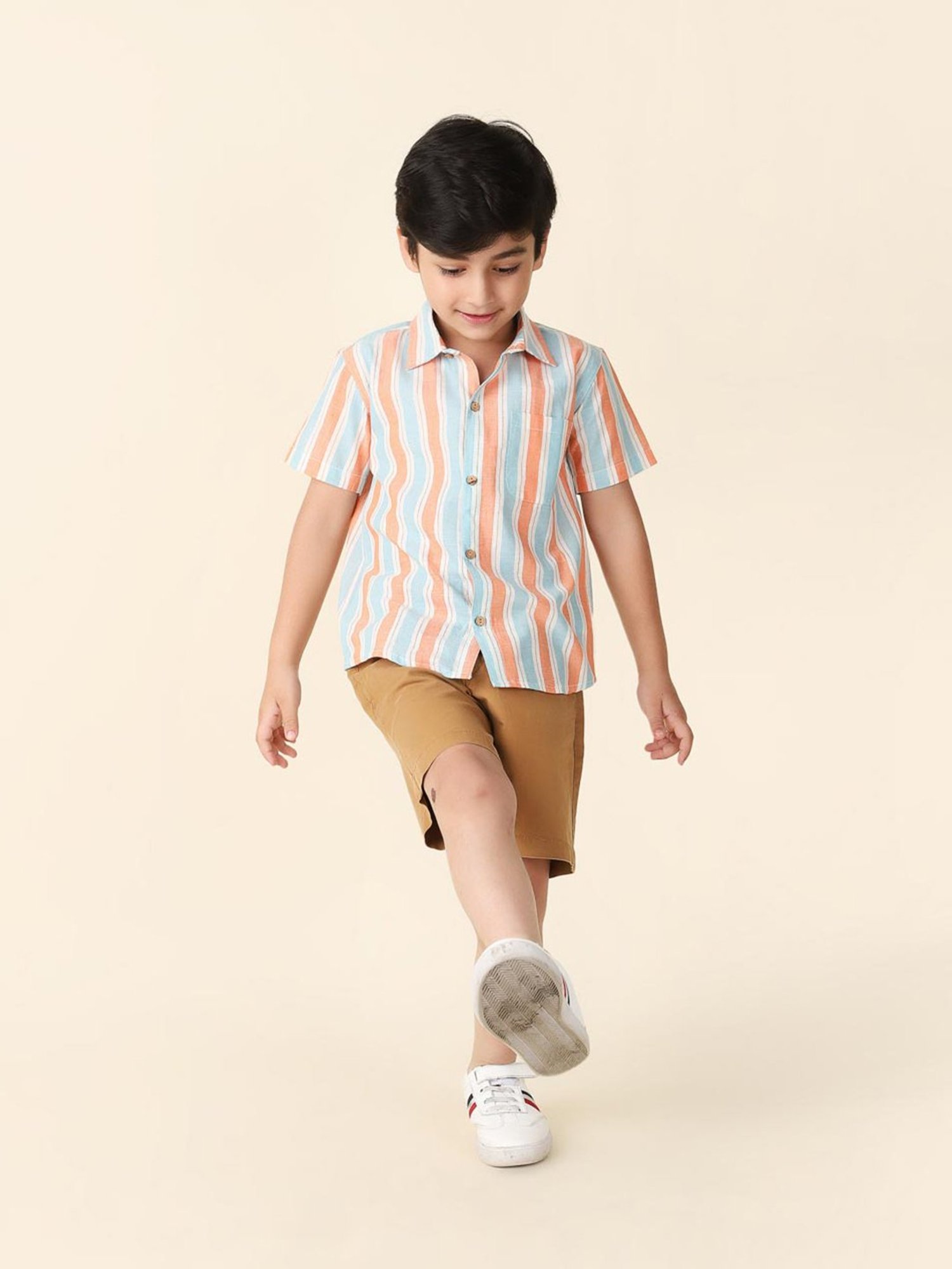Fabindia Kids White Striped Shirt