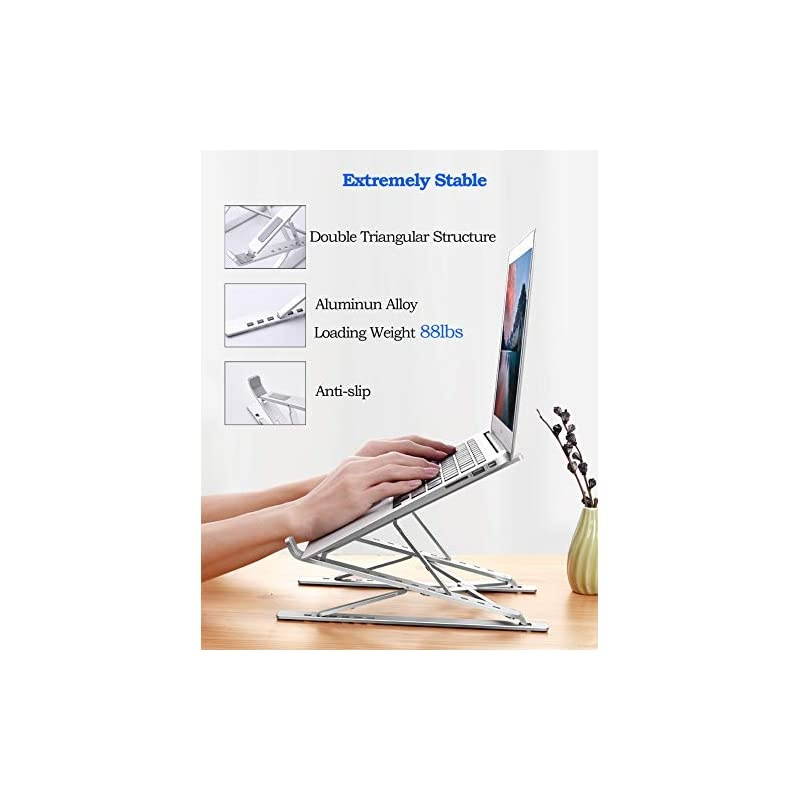 Ergonomic Laptop Stand for Desk Sturdy Aluminium Laptop Riser with 6+9 Adjustable Levels Portable Foldable Laptop Holder Compatible with All Notebooks iPads Tablets up to 173