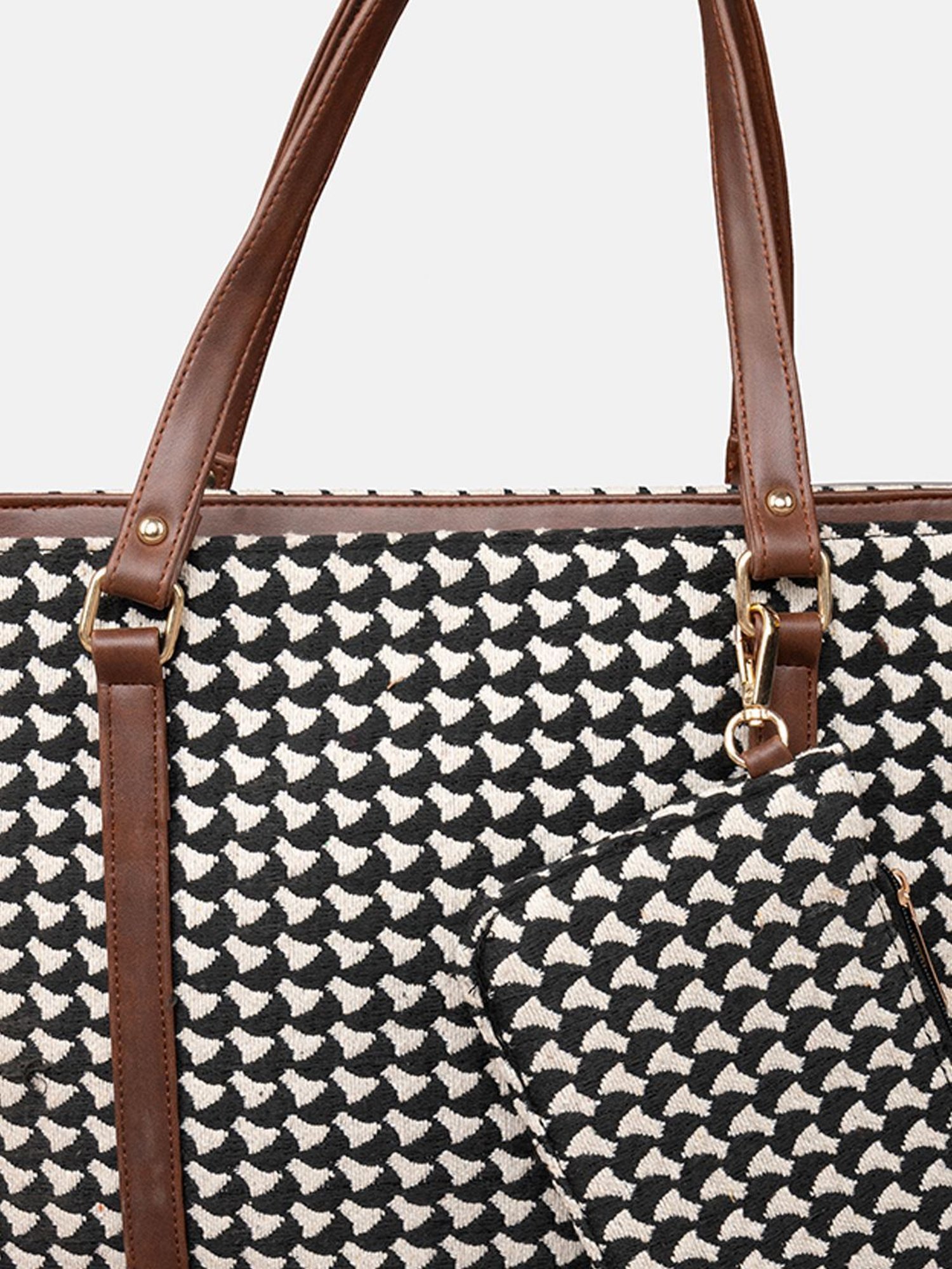 Gaurapakhi Black & White Printed Large Tote Bag