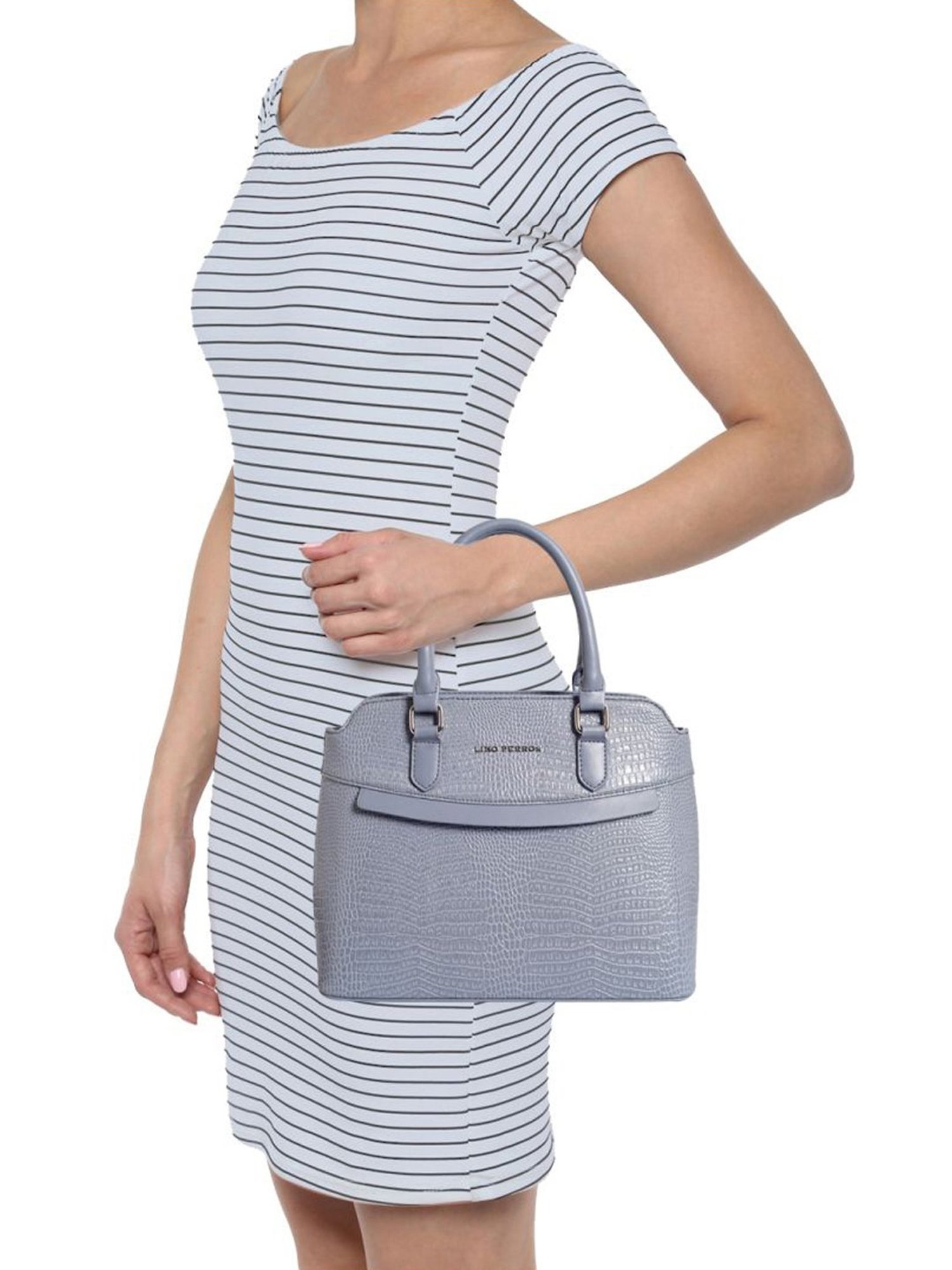 Lino Perros Grey Textured Medium Handbag