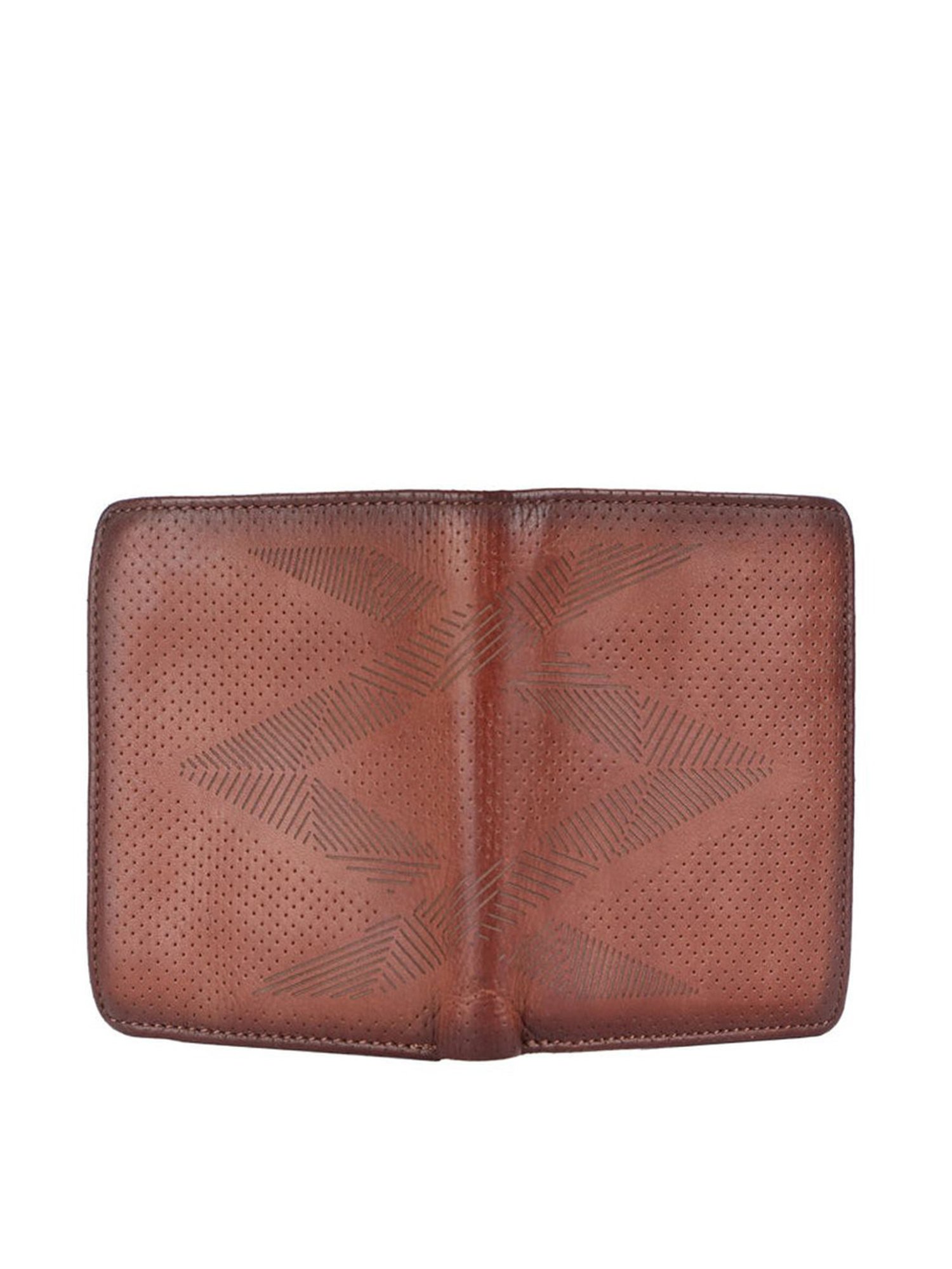 KOMPANERO Theo Cognac Leather Textured Bi-Fold Wallet