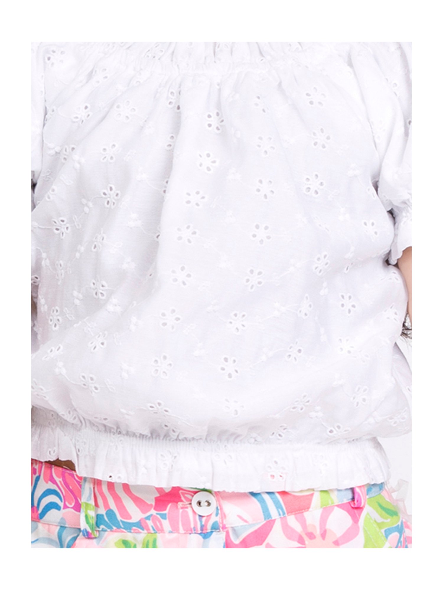 Peppermint Kids White & Pink Self Design Top with Shorts