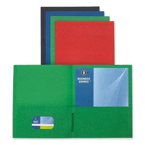 Business Source 2-Pocket Folders 125 Sht Cap Letter 12"x9" 25/BX AST 78502