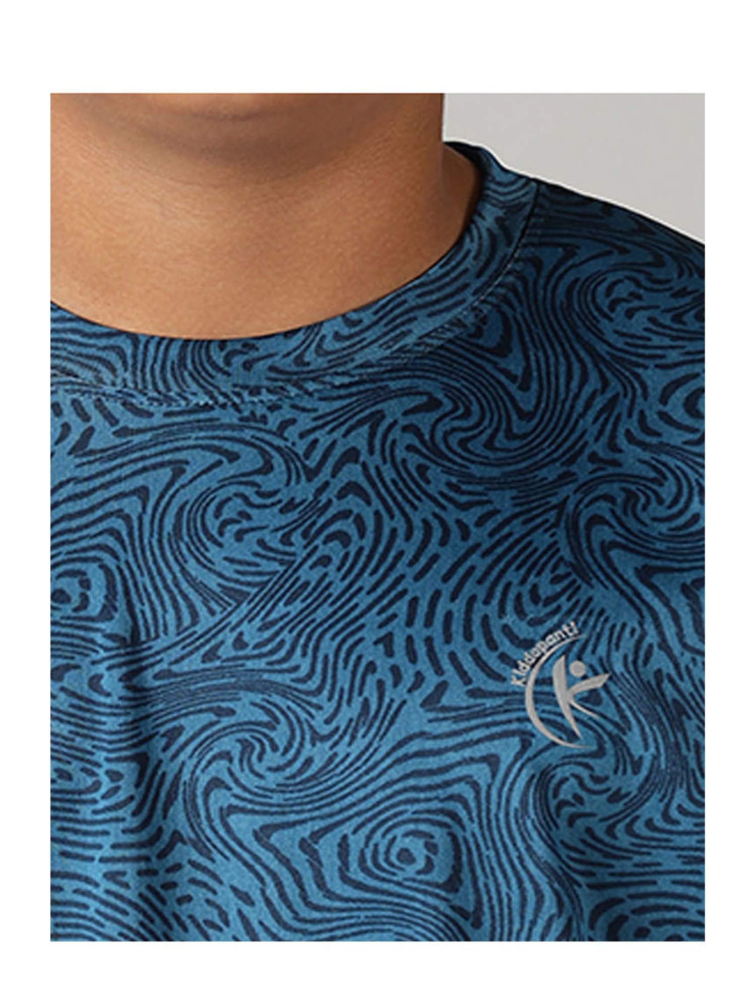 Kiddopanti Kids Turquoise Printed T-Shirt