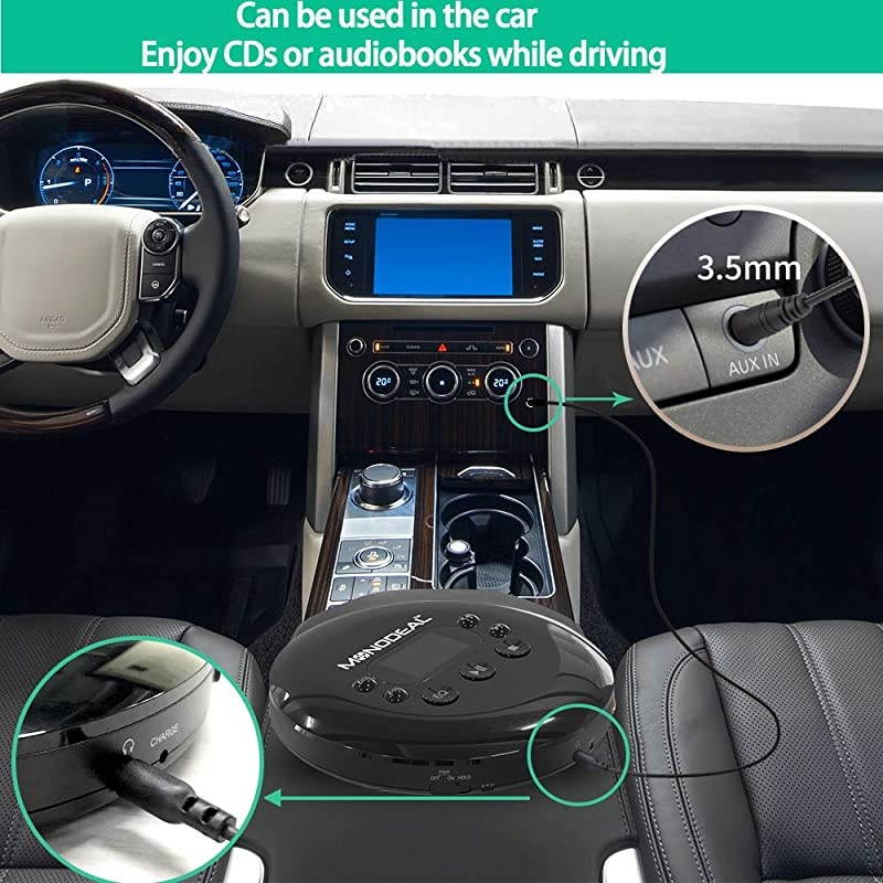 Portable CD Player,  Rechargeable Personal Compact Disc CD Player with Headphones, Anti-Skip Small Walkman Music CD Player for Cars Adults Kids Students (with Larger LCD Display)