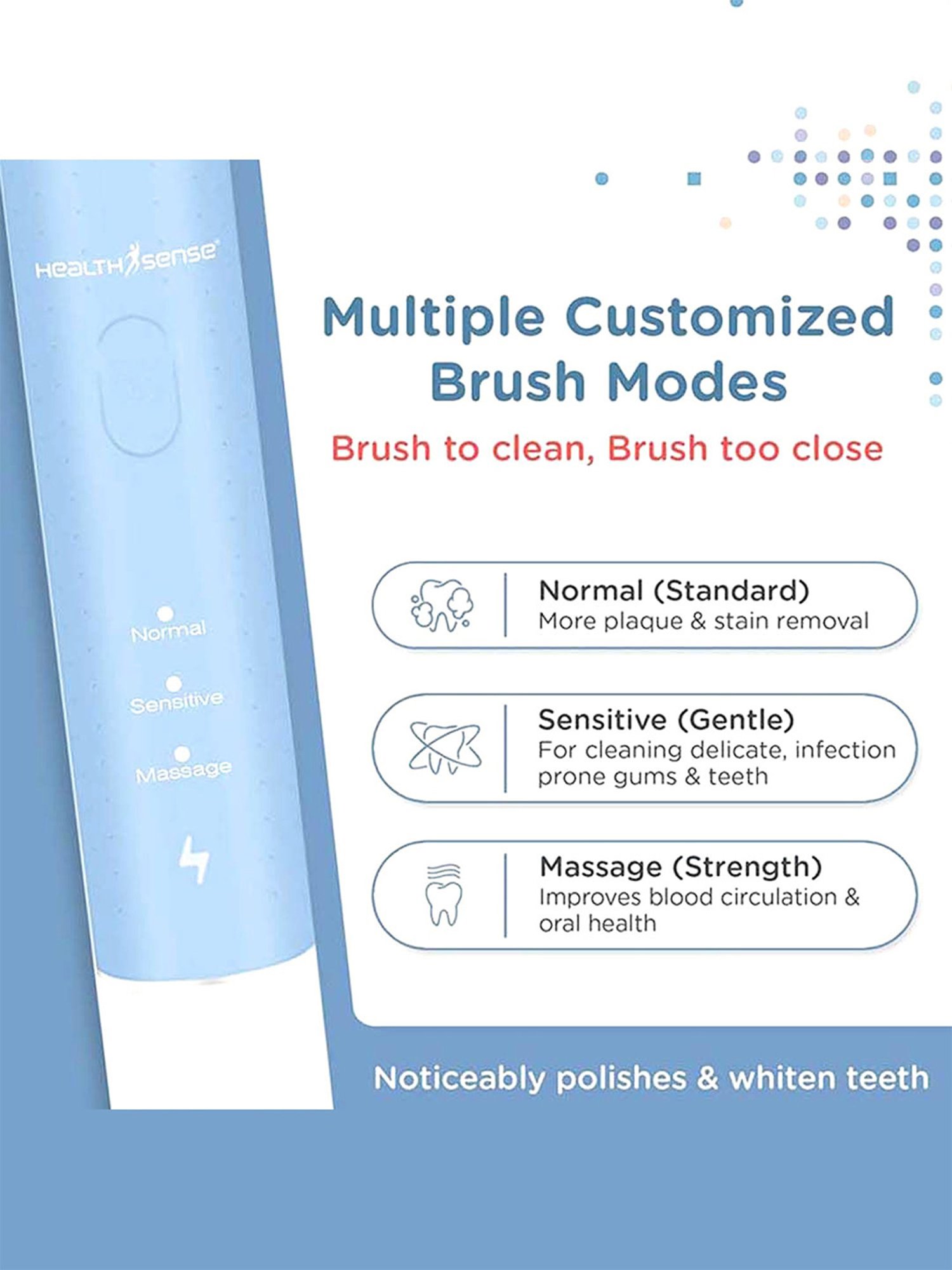 HealthSense Clean-Care ET-711 Rechargeable Rotary Electric Toothbrush (Blue)