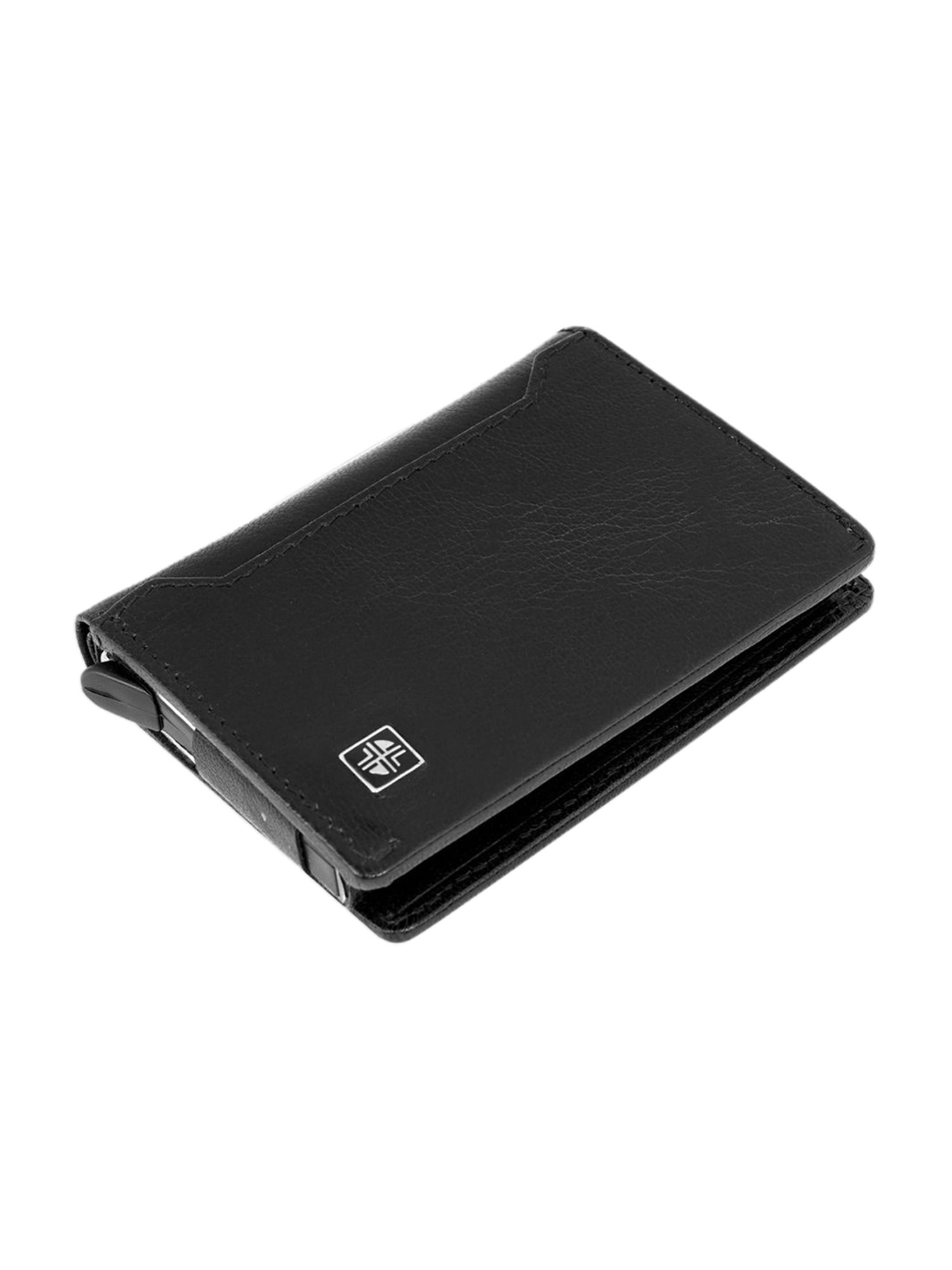 Carlton London Black Leather Small Wallet Card Holder for Men