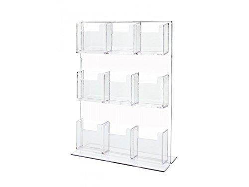 Marketing Holders Clear Acrylic Multi 9 Pocket Vertical Business Card Holder Display Stand with Sign Holder for Office, Retail, Desk, Counter