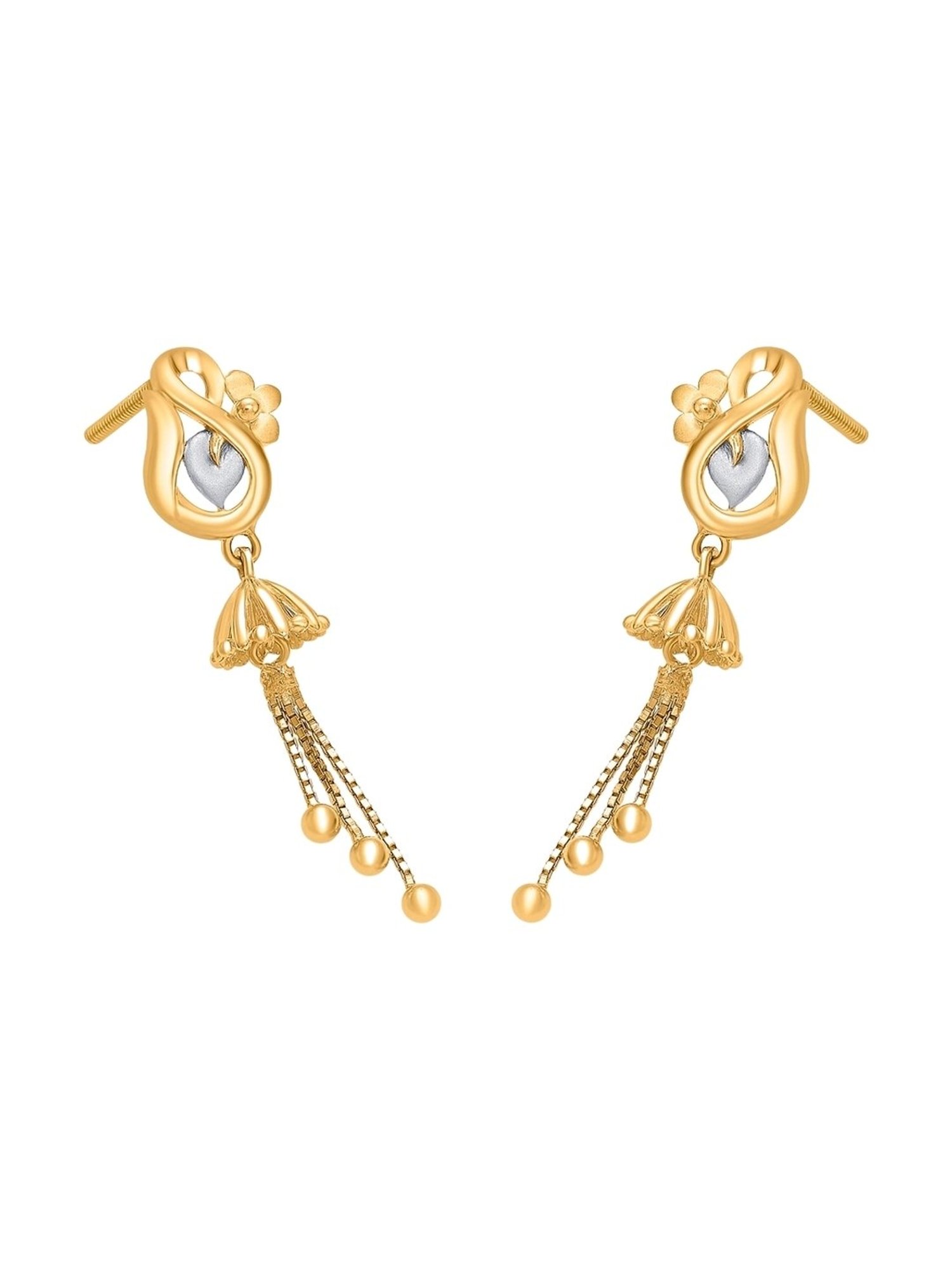 P.N.Gadgil Jewellers 22 Karat (916) BSI Hallmarked Yellow Gold Mystic Dew DanglerEarring For Woman