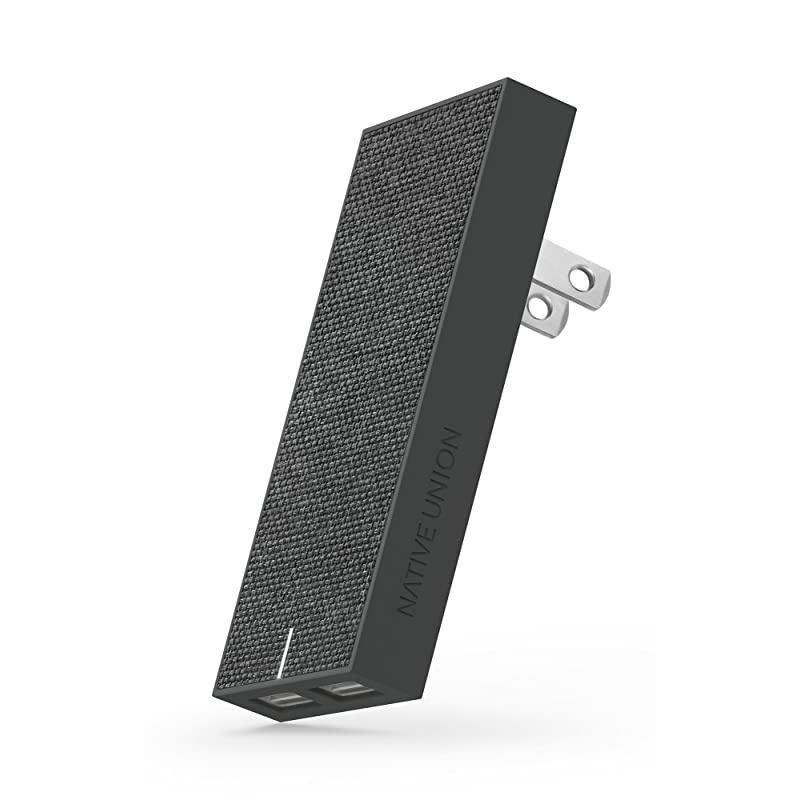 Smart Charger - Slim 2-Port Foldable USB-A Universal Wall Charger with Smart IC Technology - Quick Charging Compatible with iPhone, iPad, Smartphones and Tablets (Taupe/Fabric)