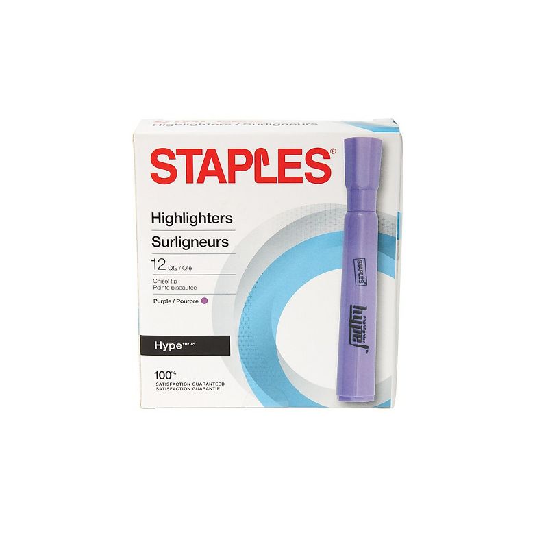 Staples Hype Tank Highlighters Chisel Purple Dozen (28558) 1780938