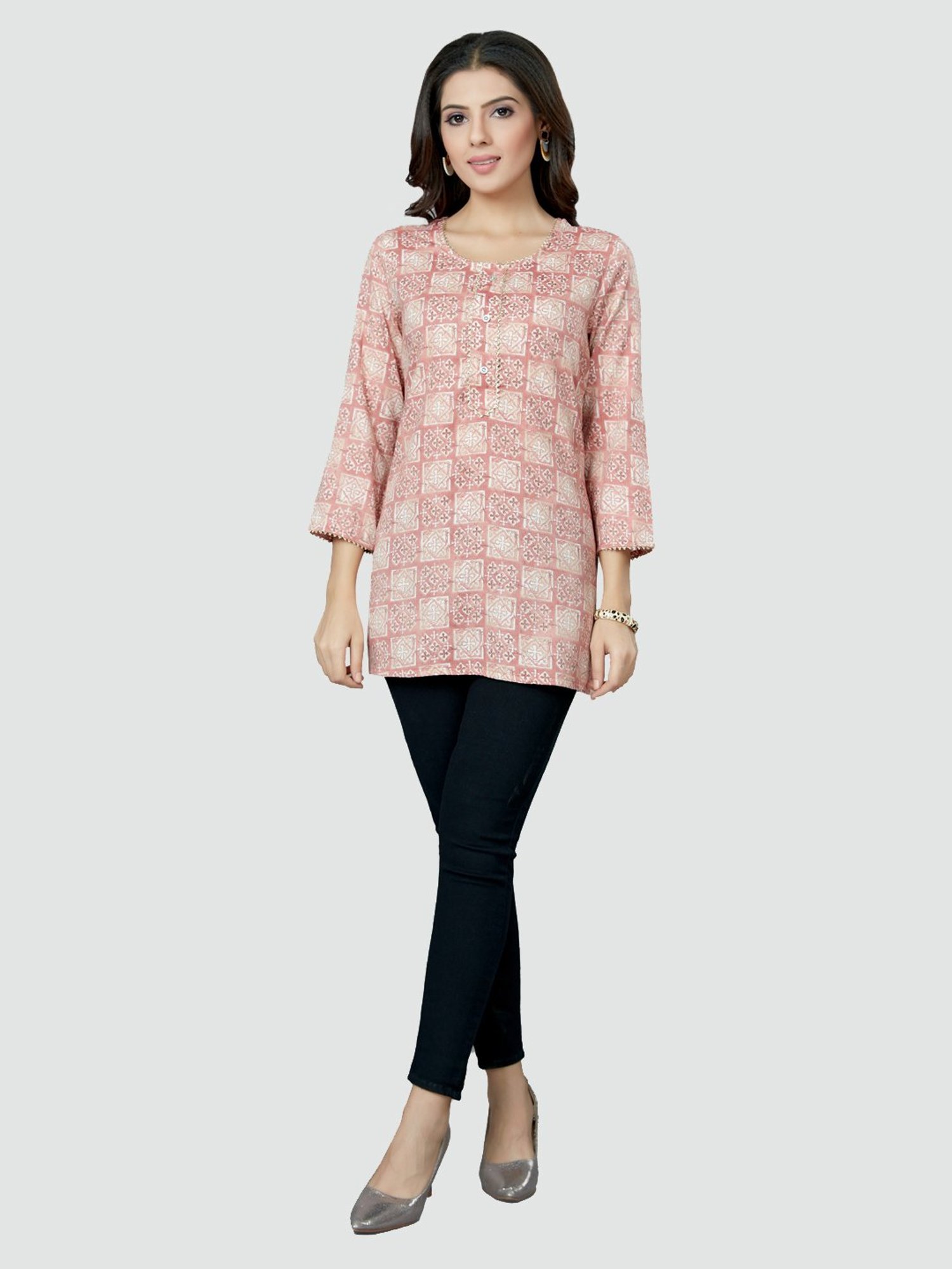 Saree Swarg Pink Printed Tunic