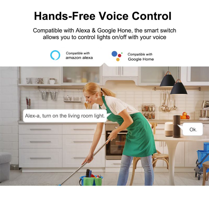 SONOFF T0US2C-TX 2 Gang Smart WiFi Wall Light Switch APP/Touch Control Timer US Standard Panel Smart Switch Compatible with Google Home/Nest & Alexa