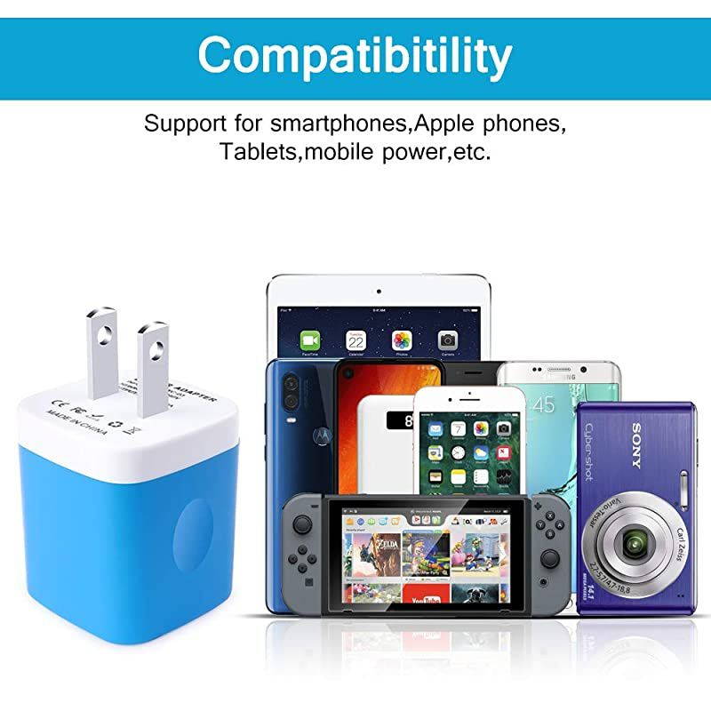 USB Wall Charger Charger Block  Dual USB Wall Plug Charger Box Cube Brick Compatible for iPhone Xs Max XR X 8 7 6S Samsung Galaxy S10 S9 S8 S7 S6+ Note 10 9 8 A8070LG G87 Moto P50 G7 Z4