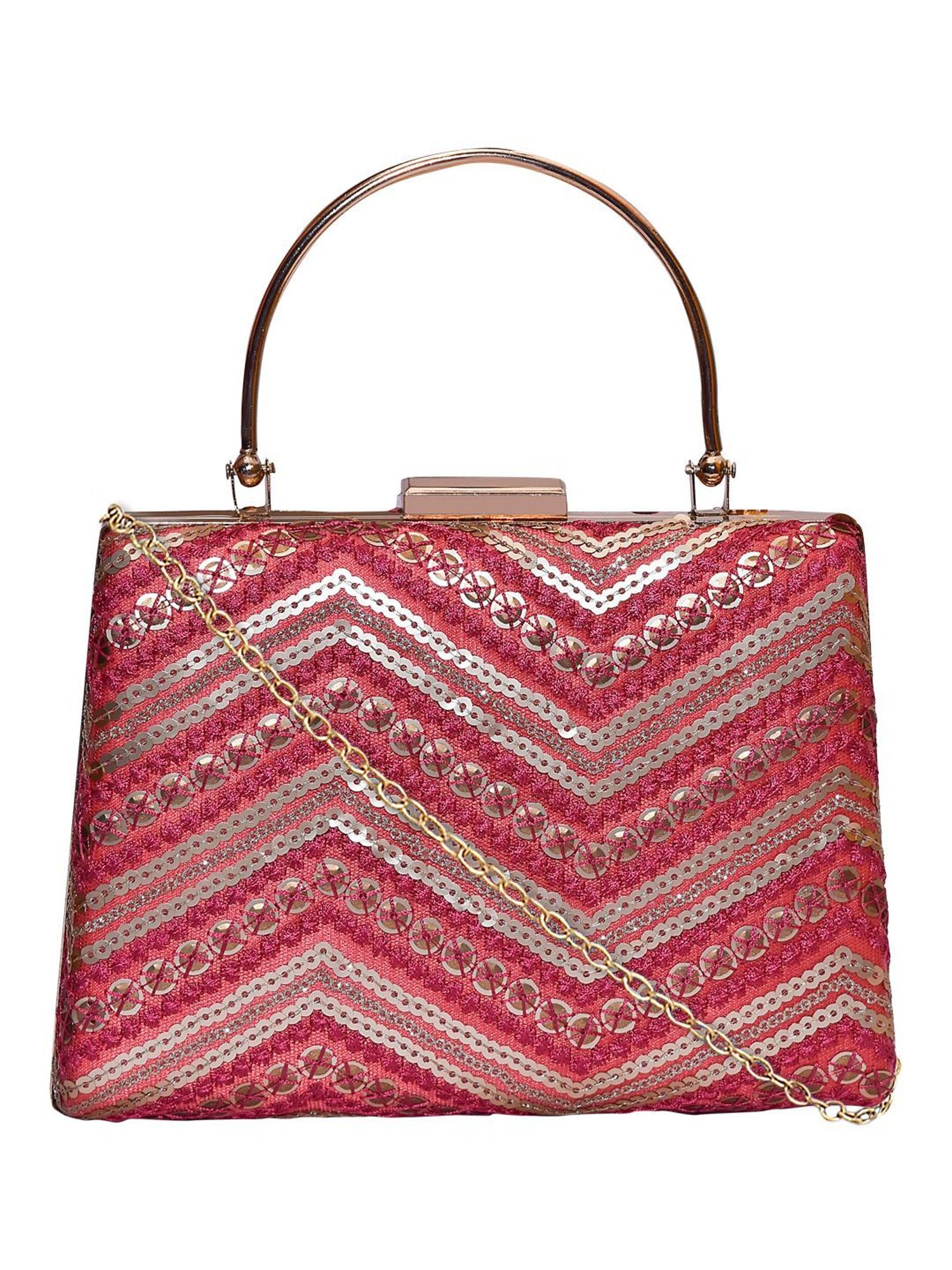 Horra Dark Pink Embellished Clutch