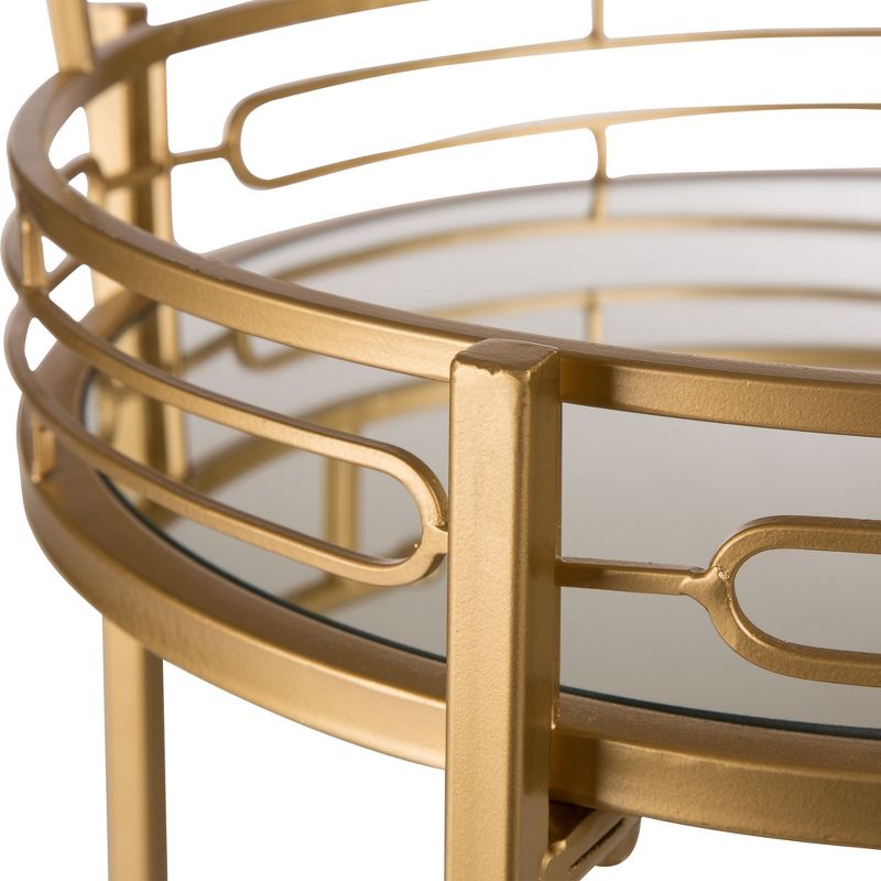 Deluxe Metal Round Mirrored Bar Cart Gold - Glitzhome