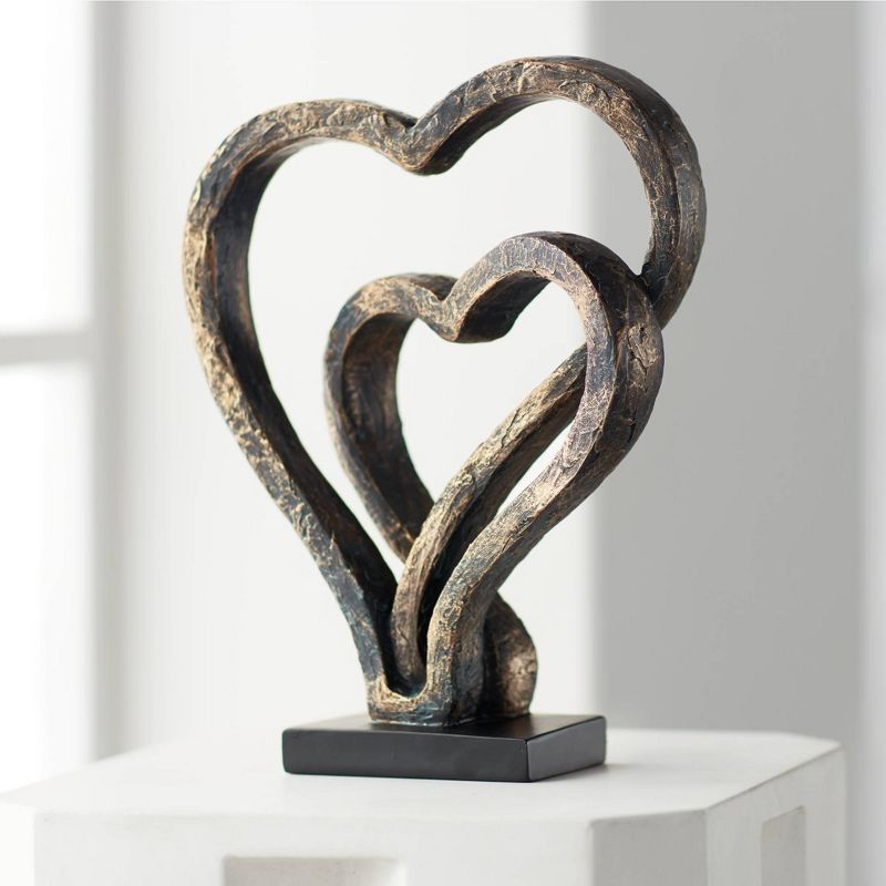 Kensington Hill Interlocking Hearts 11 3/4" High Bronze Finish Sculpture