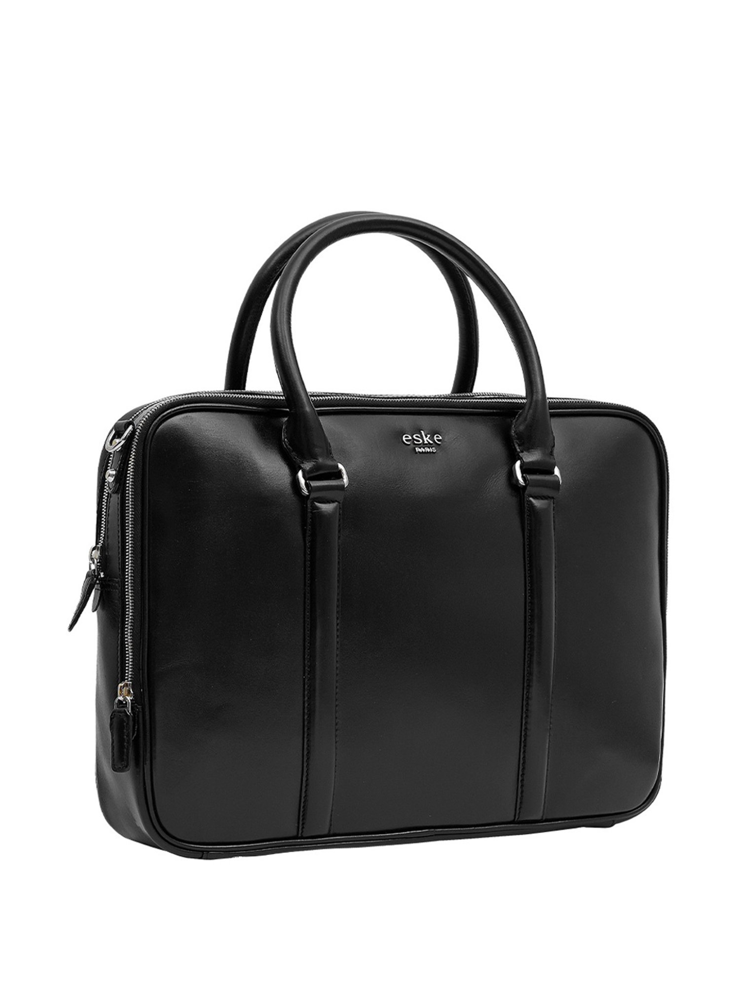 Eske Black Leather Large Messenger Bag