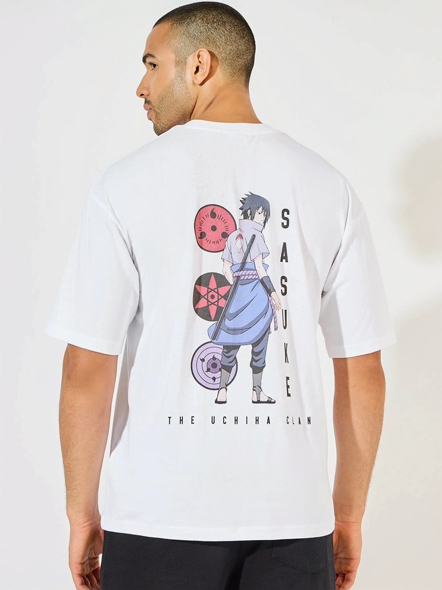 Styli White Cotton Oversized Printed T-Shirt