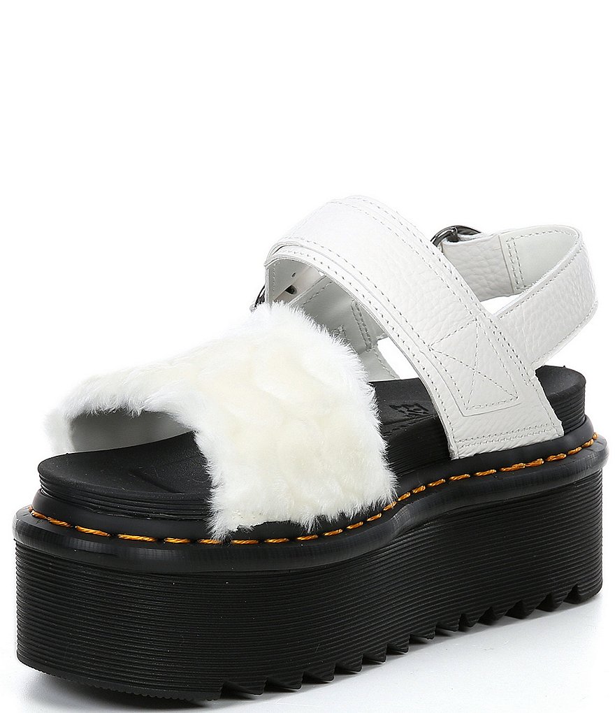 Dr. Martens Women's Voss Quad Fluffy Faux Fur Platform Sandals