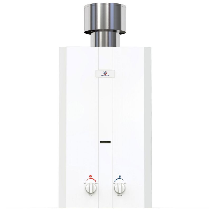 Eccotemp L10 Portable Outdoor 3 Gallon Per Minute Liquid Propane Tankless Camping Hot Water Heater, Diaphragm 12 Volt Pump, and Strainer Set