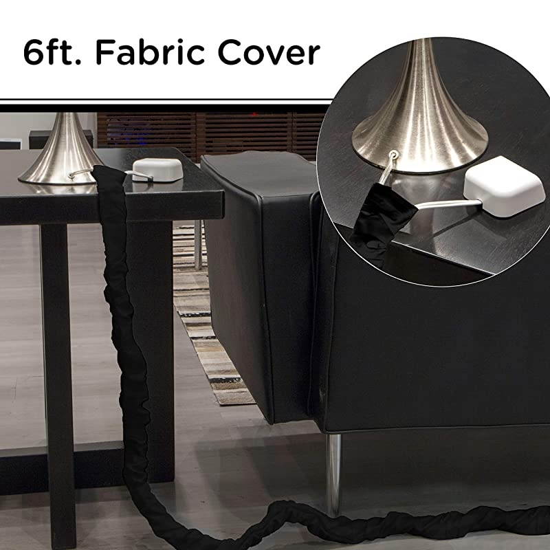 Black Fabric Cord Cover 2 Pack 6 ft Hides Lamps Light Fixtures and Desks Cable Management Easy Installation 48658
