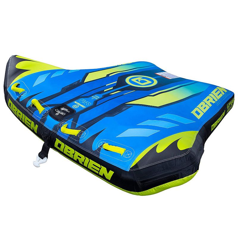 O'Brien 2211501 Bat Wing Deck Series 2 Person Inflatable Towable Water Sports Tube for Boating with Quick Connect Tow Hook, Blue