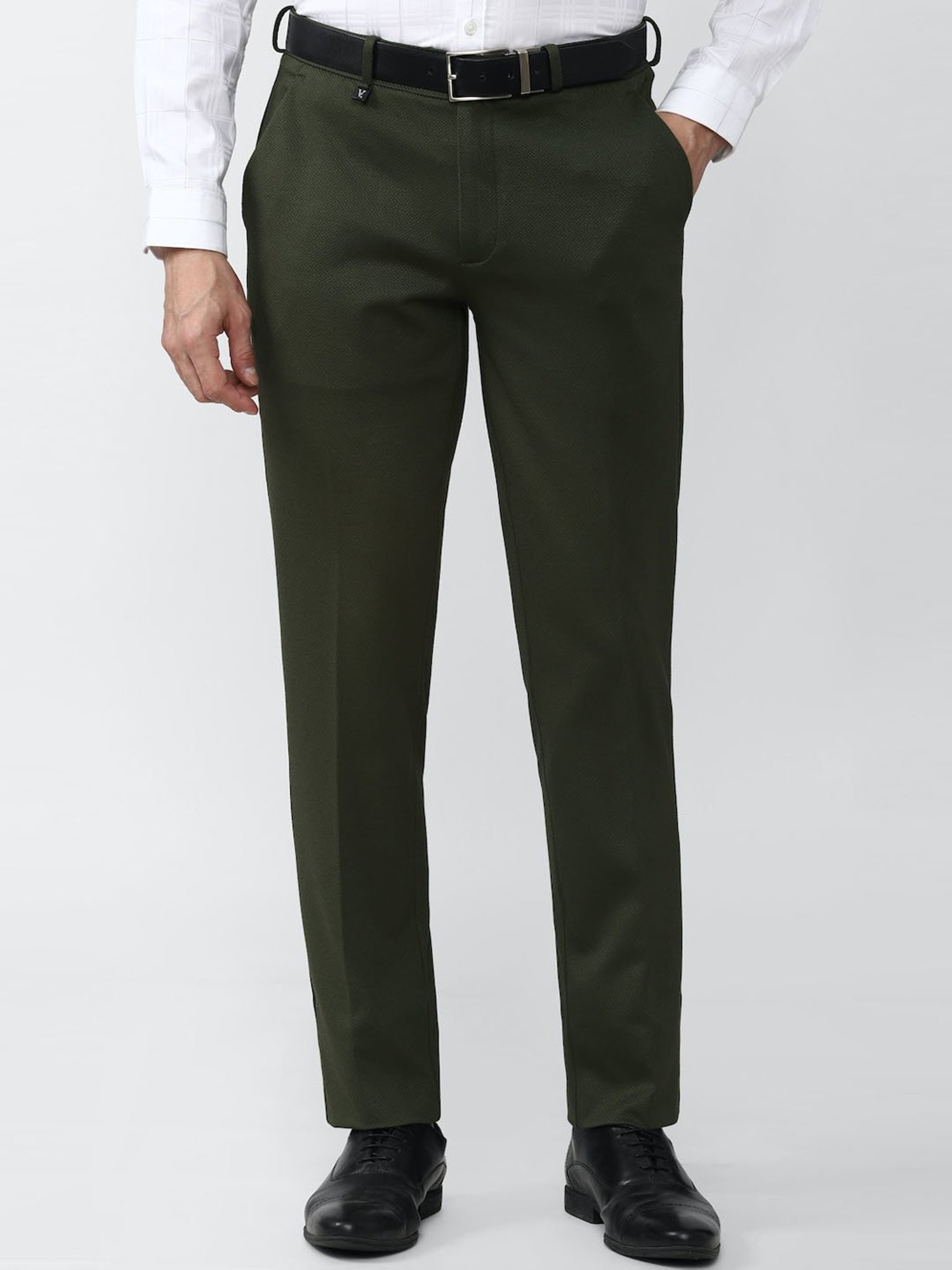 V Dot Green Skinny Fit Trousers