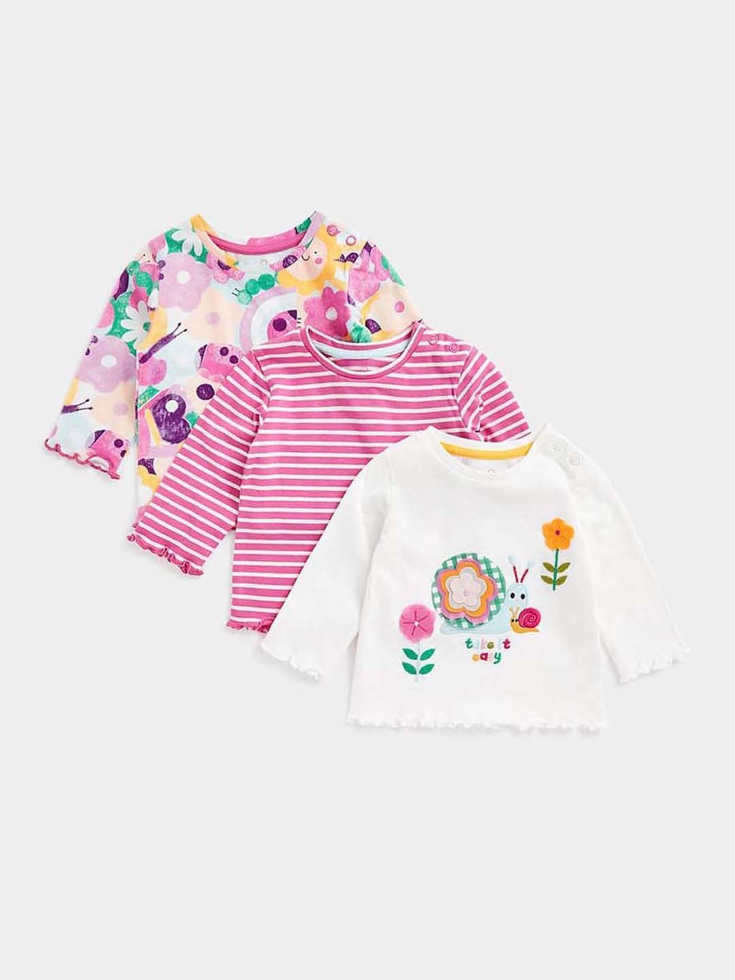 Mothercare Kids Multicolor Cotton Printed Full Sleeves T-Shirt (Pack of 3)