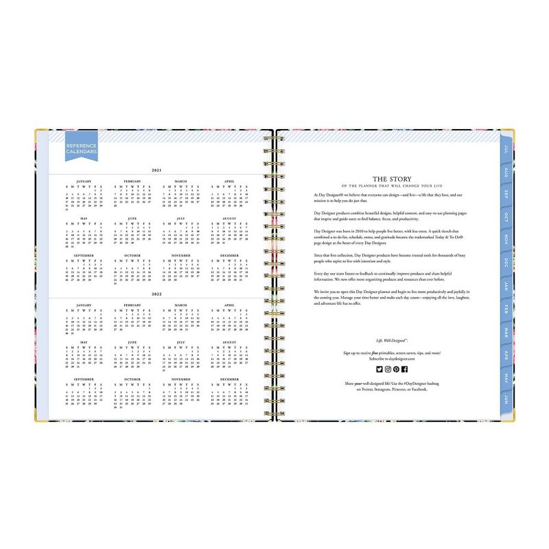 2021-22 Academic Planner 8.5" x 11" Hard Cover Weekly/Monthly Wirebound Tulip Garden Black - Day Designer