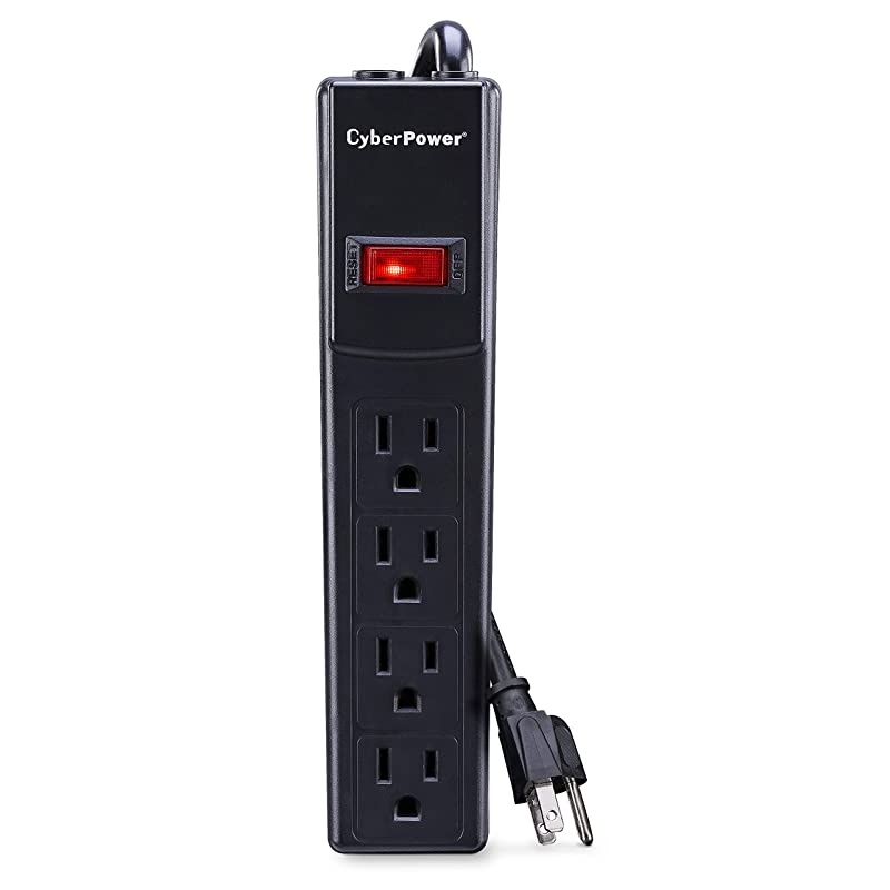 CSB404 Essential Surge Protector 450J125V 4 Outlets 4ft Power Cord Black