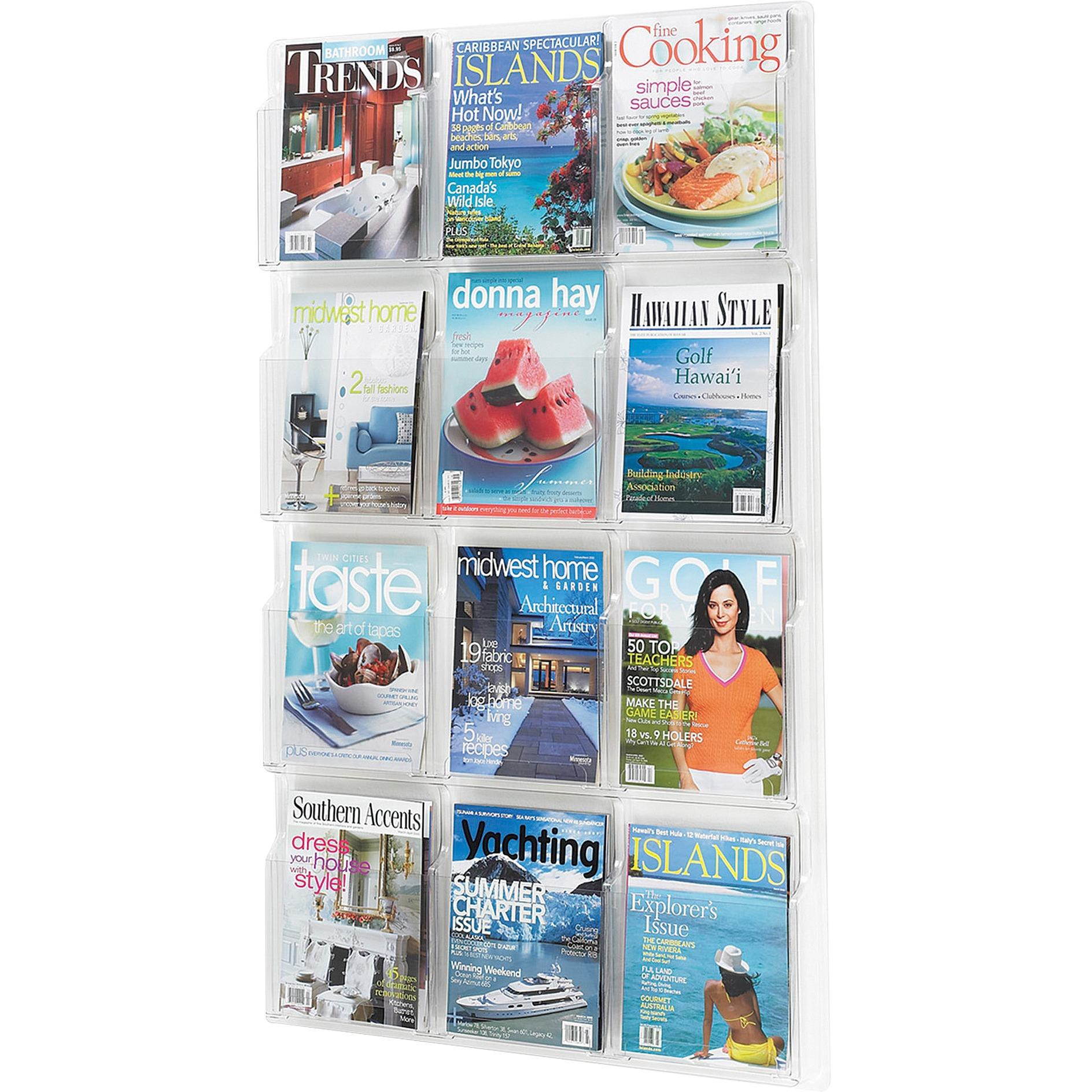 Safco Reveal Clear Literature Displays 12 Compartments 30w x 2d x 49h Clear