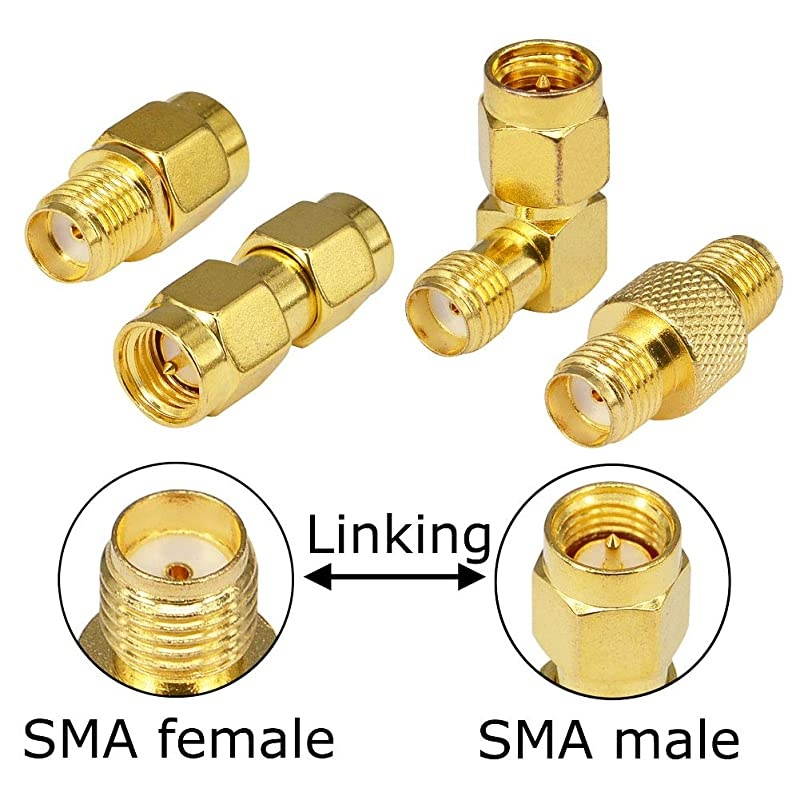 SMA Adapter Kit SMA Male Female Audio Antenna Extension Connector Right Angle 90 Degree Caoxial Connector 4 PCS