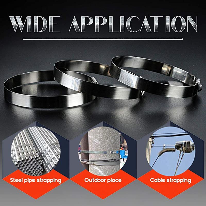 100Pcs 4 Sizes Stainless Steel Exhaust Strap Wrap Coated Locking Cable Zip Ties Perfect for Automotive Parts, Home, Computer Repair - 4&ldquo;, 5.9", 8",11.8"