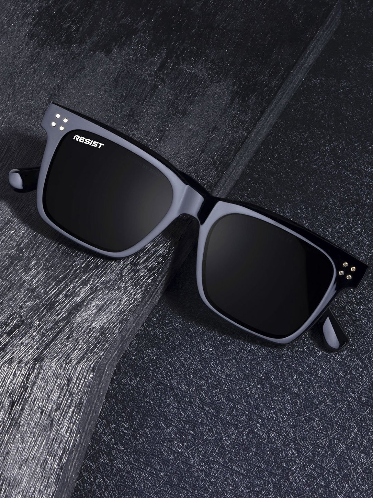 Resist Eyewear Black Square UV Protection Unisex Sunglasses