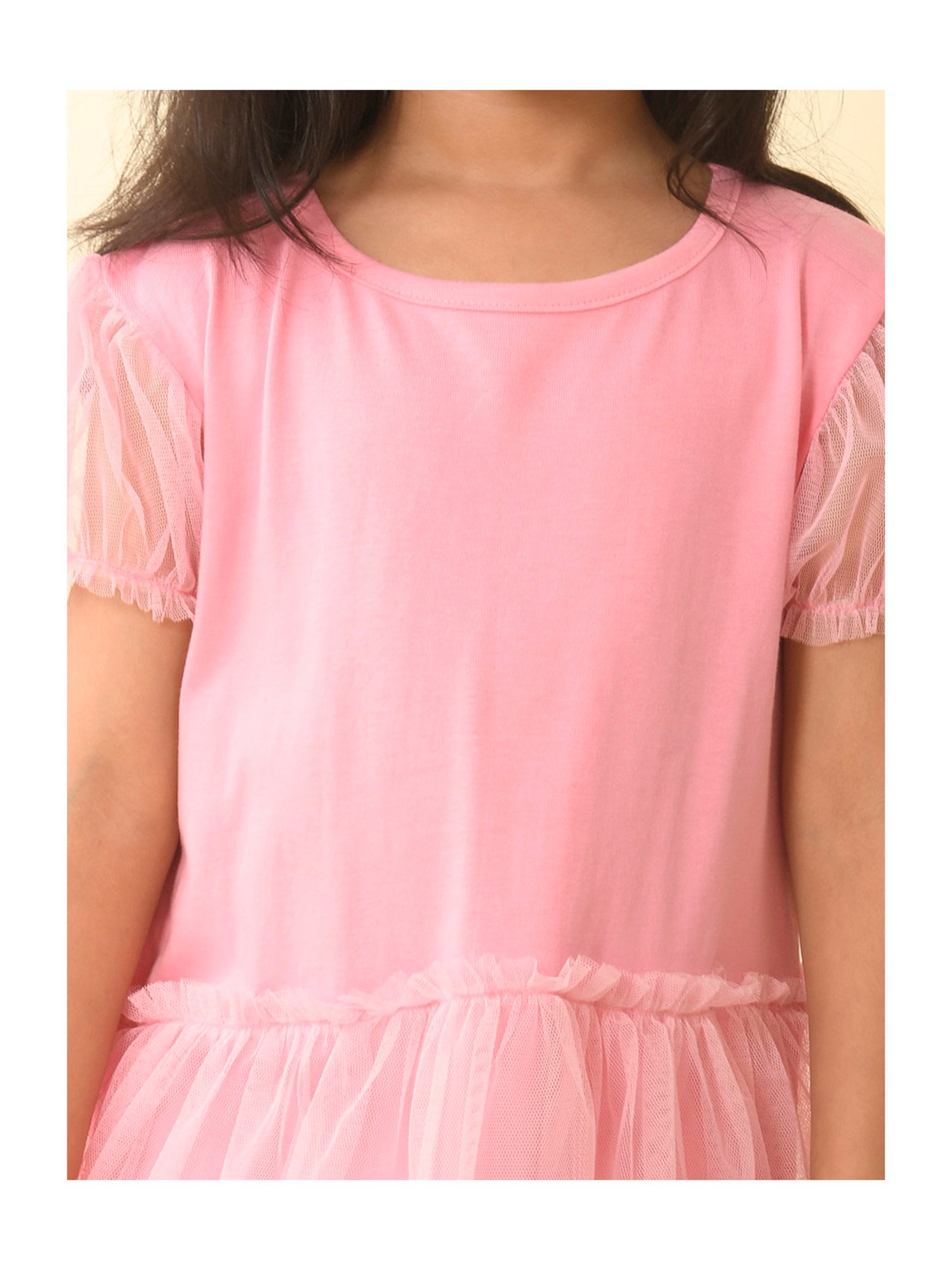 LilPicks Kids Pink Solid Dress