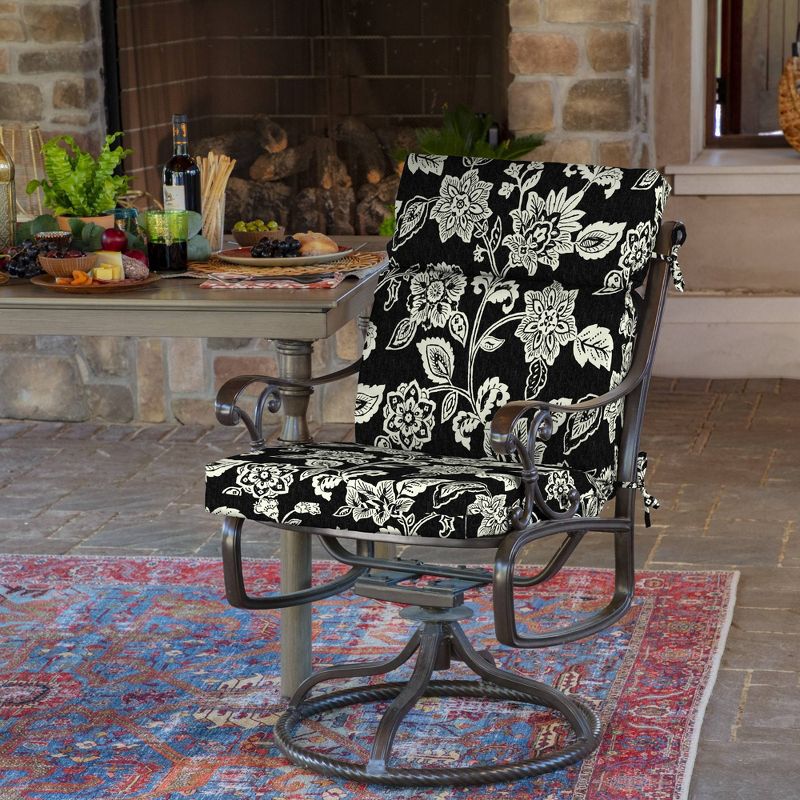 Ashland Jacobean Cartridge Outdoor Chair Cushion Black/White - Arden Selections