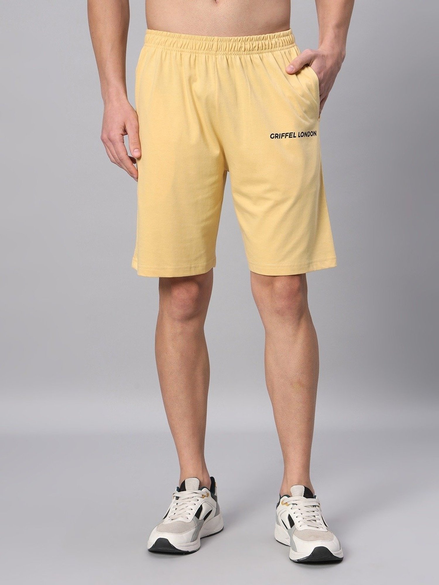 Griffel Yellow Cotton Loose Fit Logo Printed Co-Ord Set