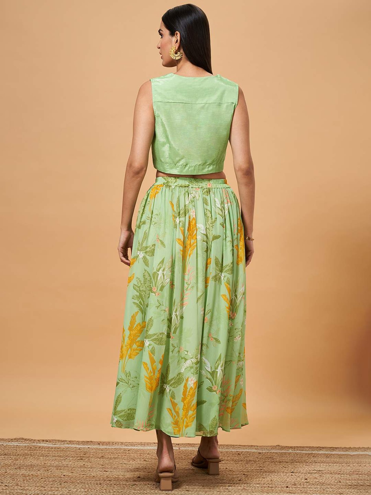 Marigold Lane Lime Green Regular Fit Top Palazzo Set