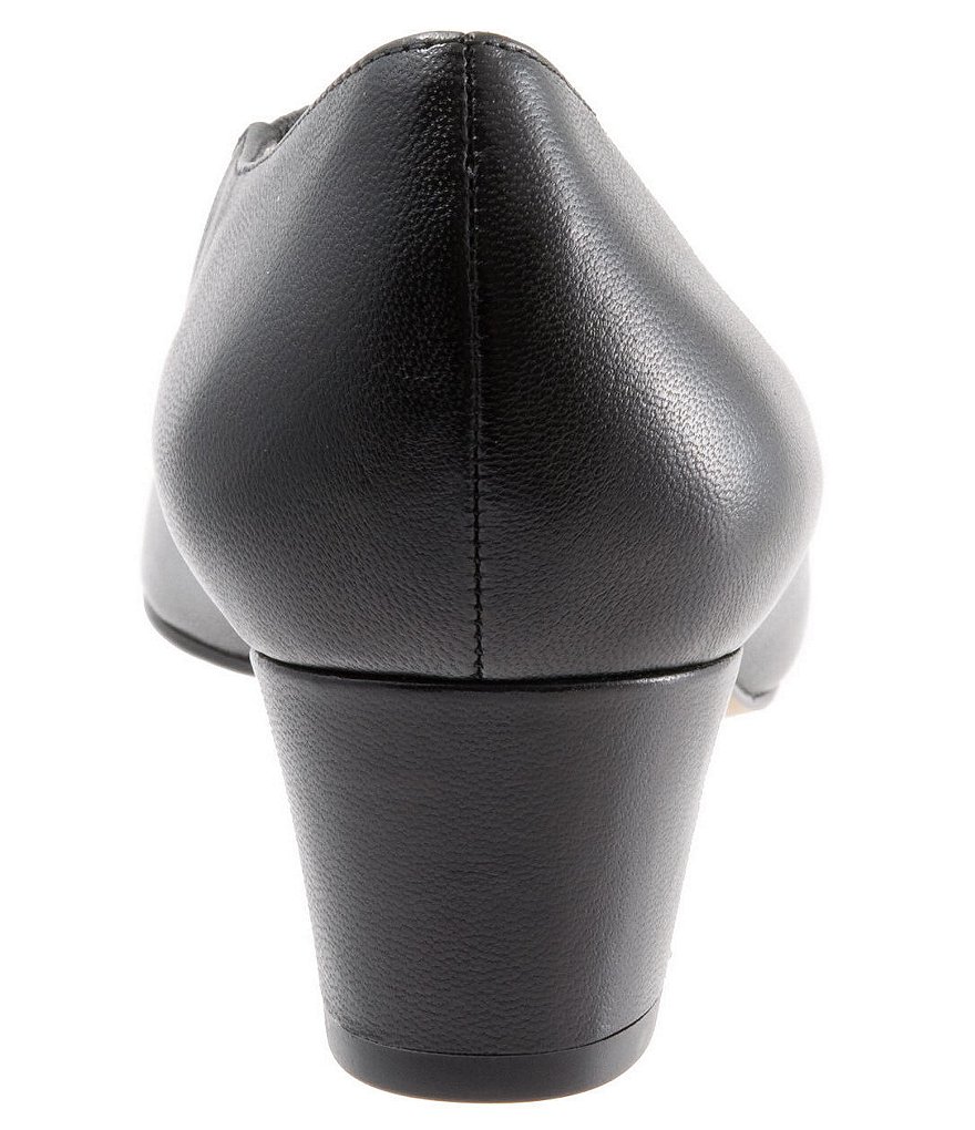 Trotters Jamie Leather Cross Over Band Block Heel Pumps