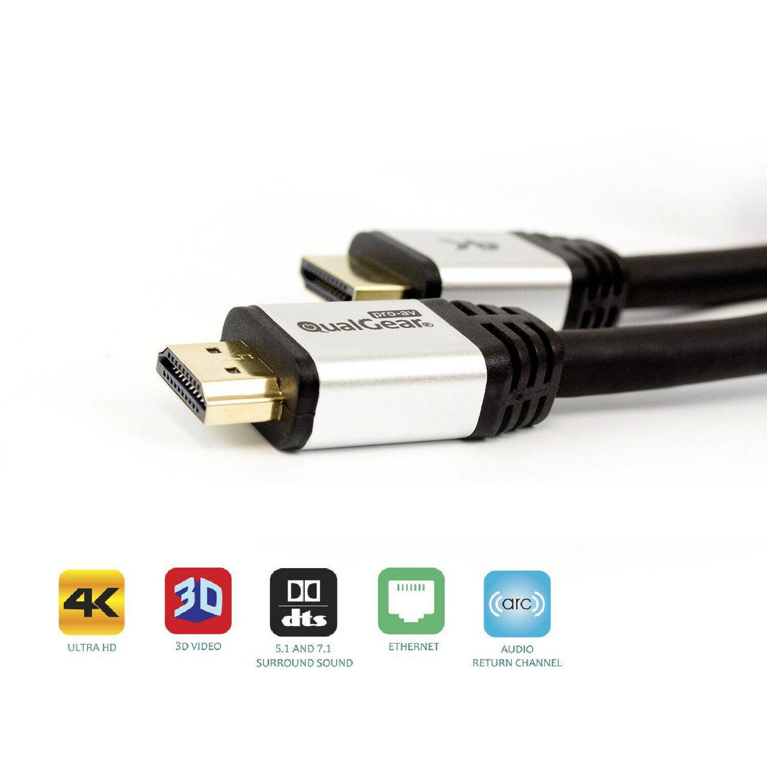 QualGear&reg; 25 Feet High-Speed Long HDMI 2.0 Cable with 24K Gold Plated Contacts, Supports 4K Ultra HD, 3D, 18 Gbps, Audio Return Channel,CL3 Rated for In-Wall Use (QG-CBL-HD20-25FT)