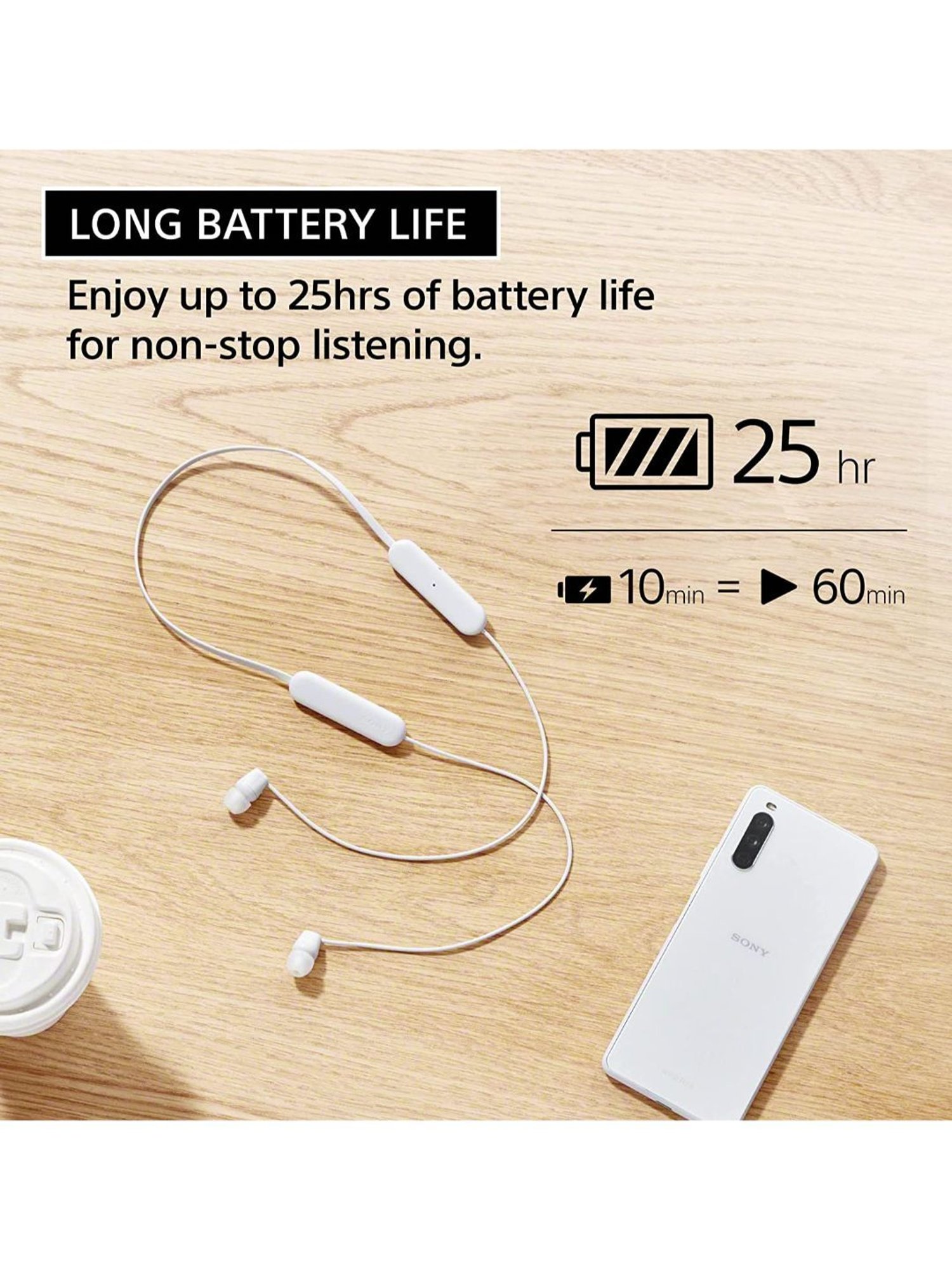 Sony WI-C100 Wireless Neckband with Customizable Equalizer for Deep Bass & 25 Hours Battery (Black)