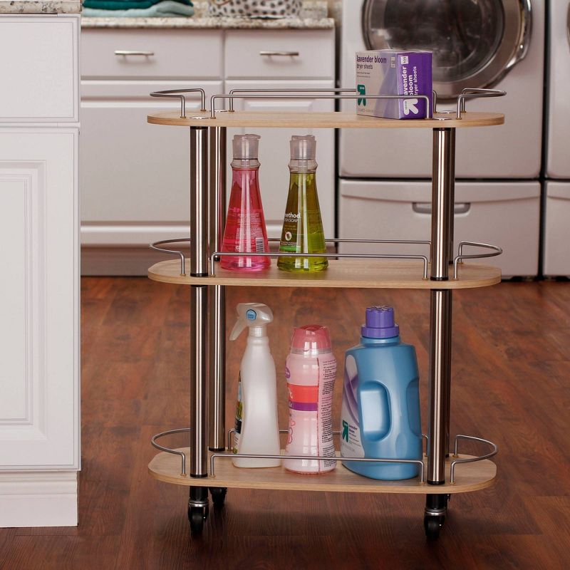 Household Essentials 3 Shelf Rolling Utility Cart Light Ash