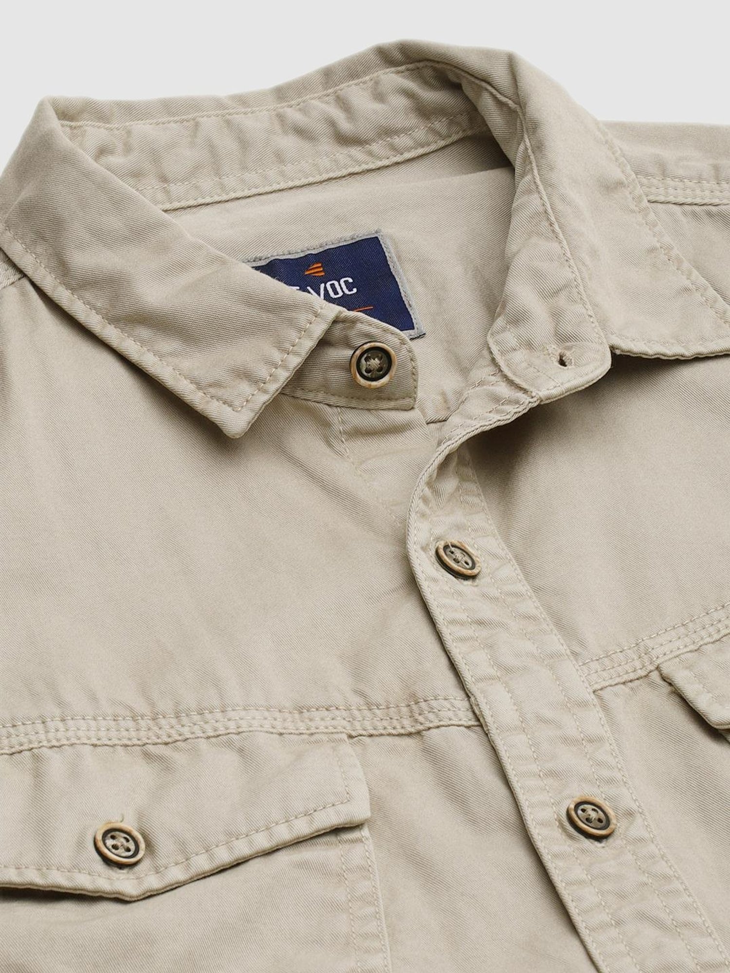 IVOC Light Grey Slim Fit Cotton Shirt