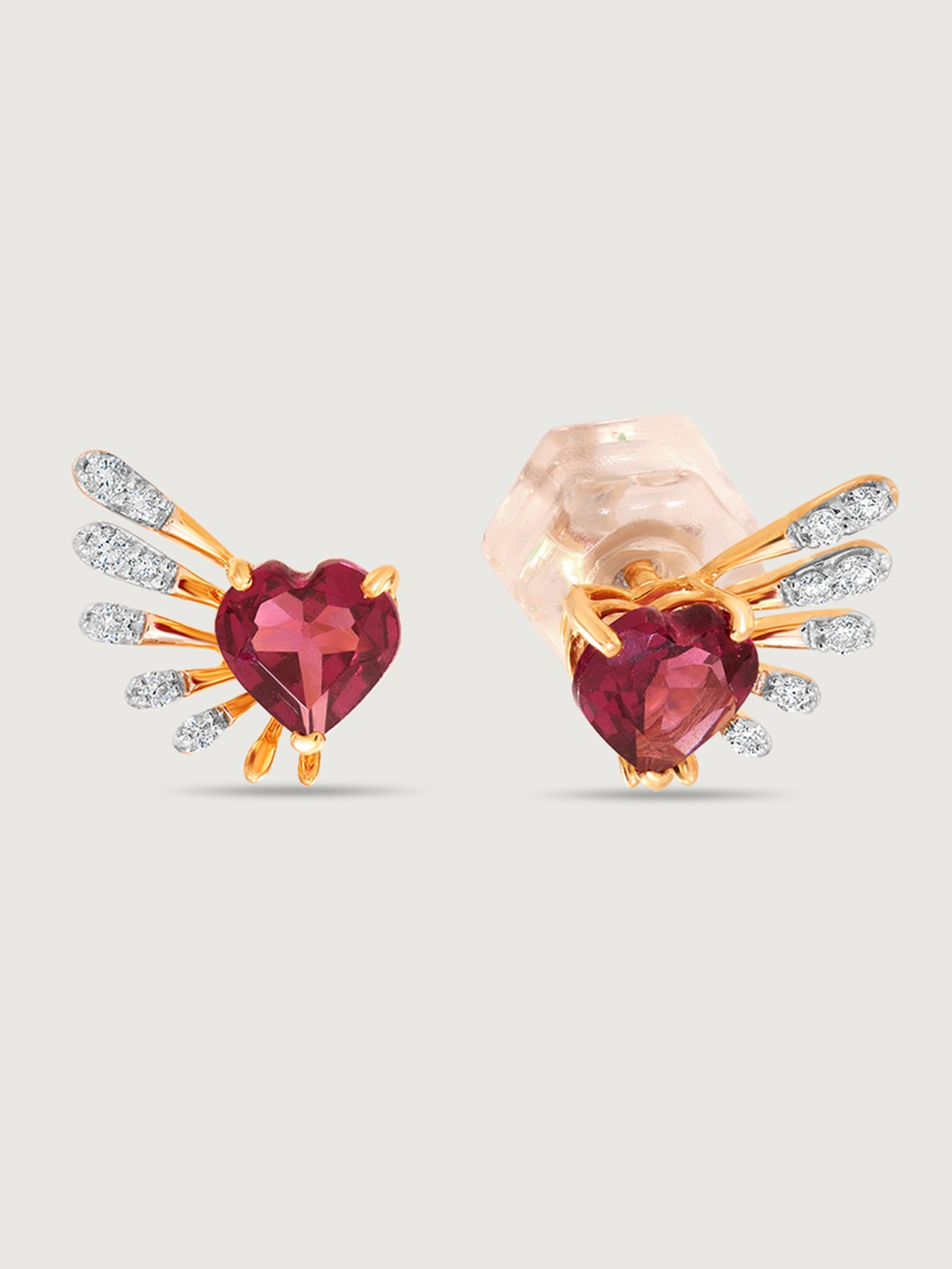 Mia by Tanishq Cupid Edit 14k Gold Diamond & Pink Garnet Stud Earrings for Women