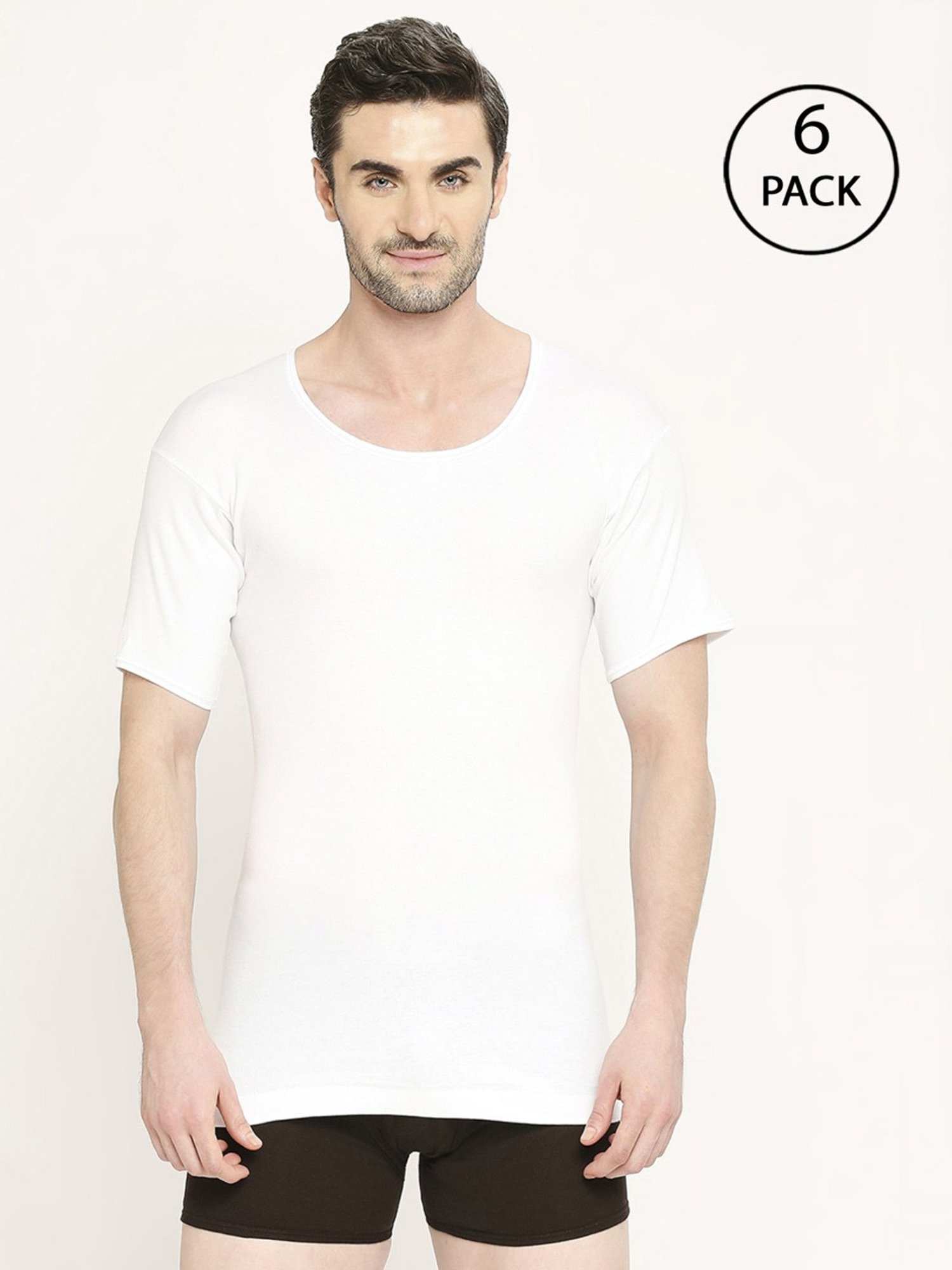 Vip White Regular Fit Vest - Pack Of 6