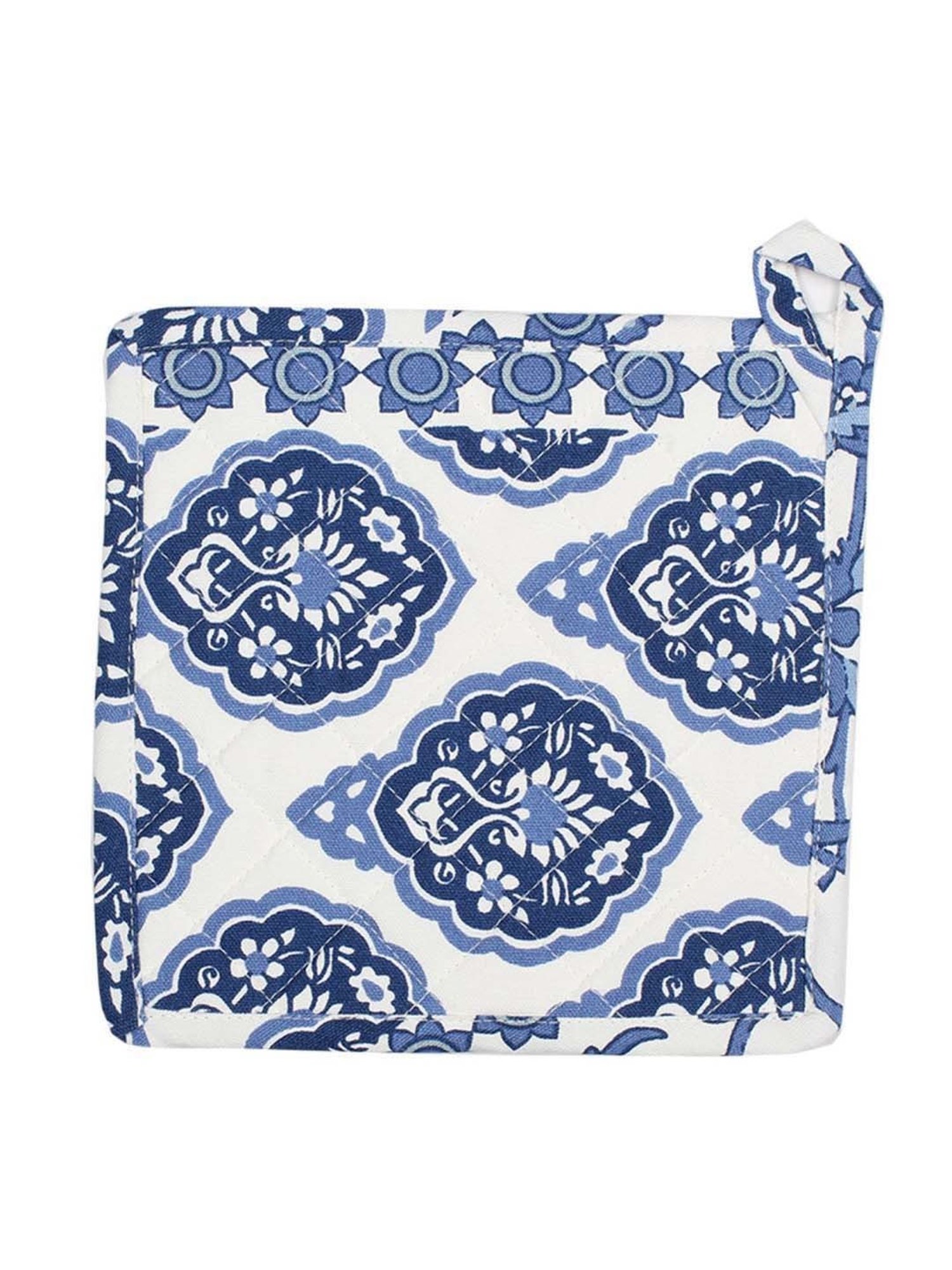 House This Aahar Blue & White Cotton Kitchen Set