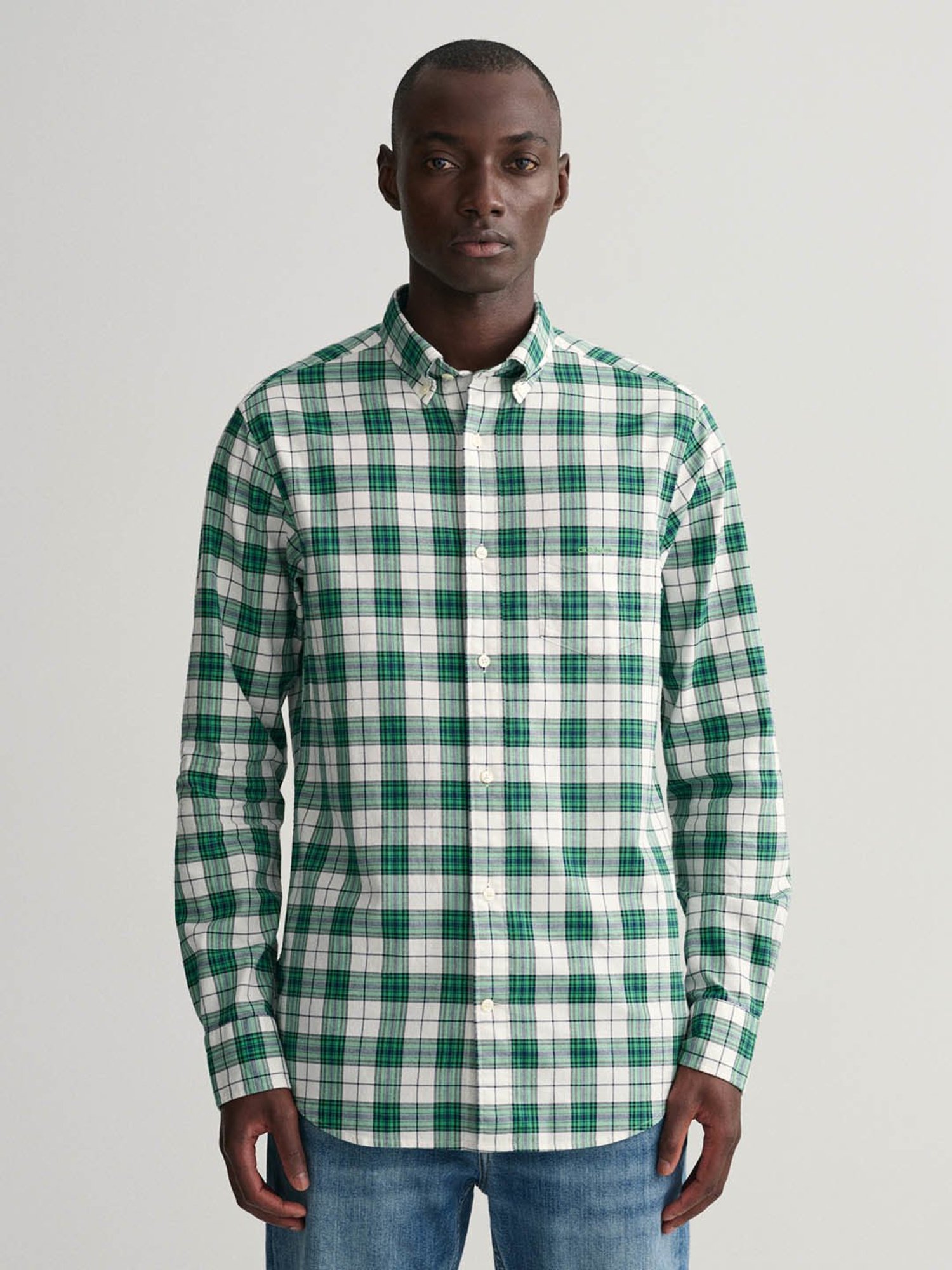 GANT Green Cotton Regular Fit Checks Shirt