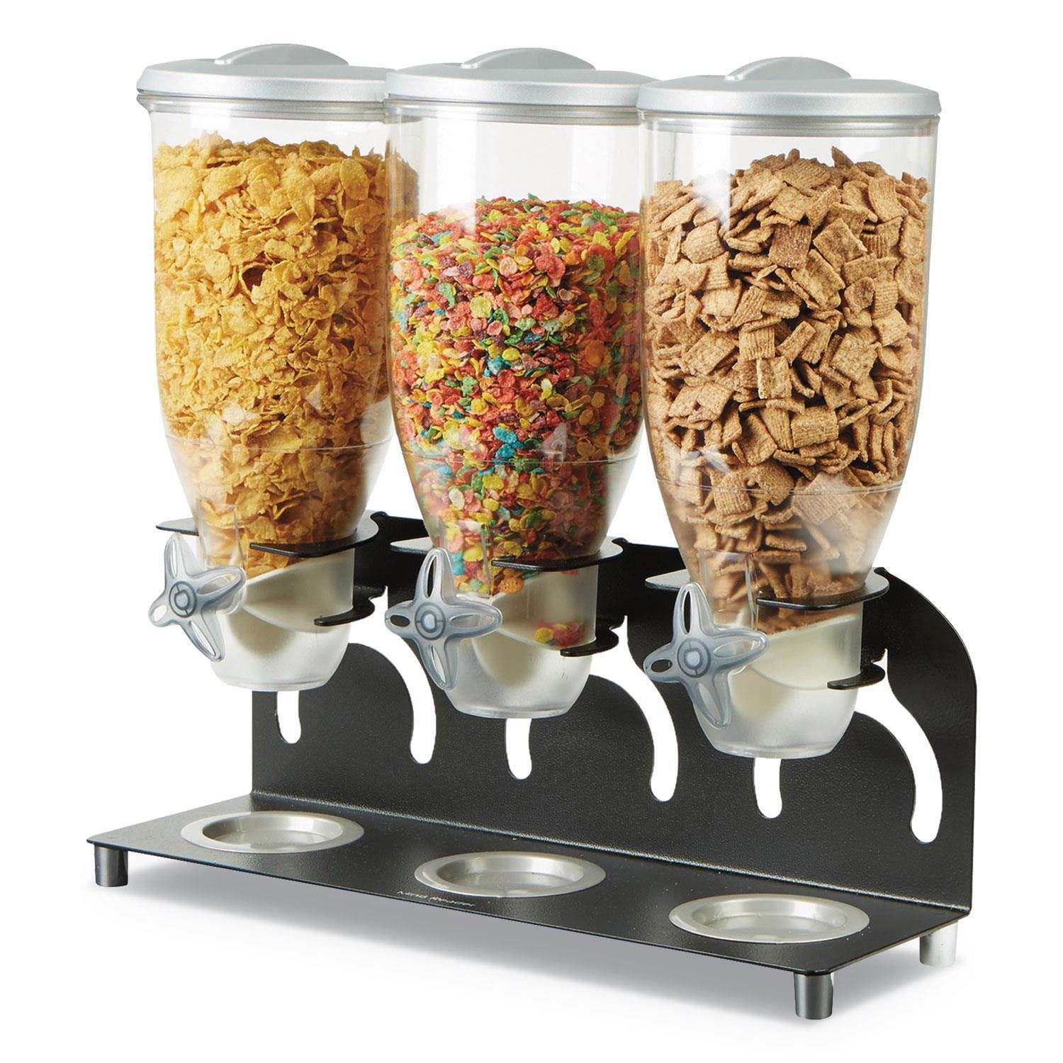 Mind Reader KELL300-BLK Metal Triple Cereal Dispenser, Black